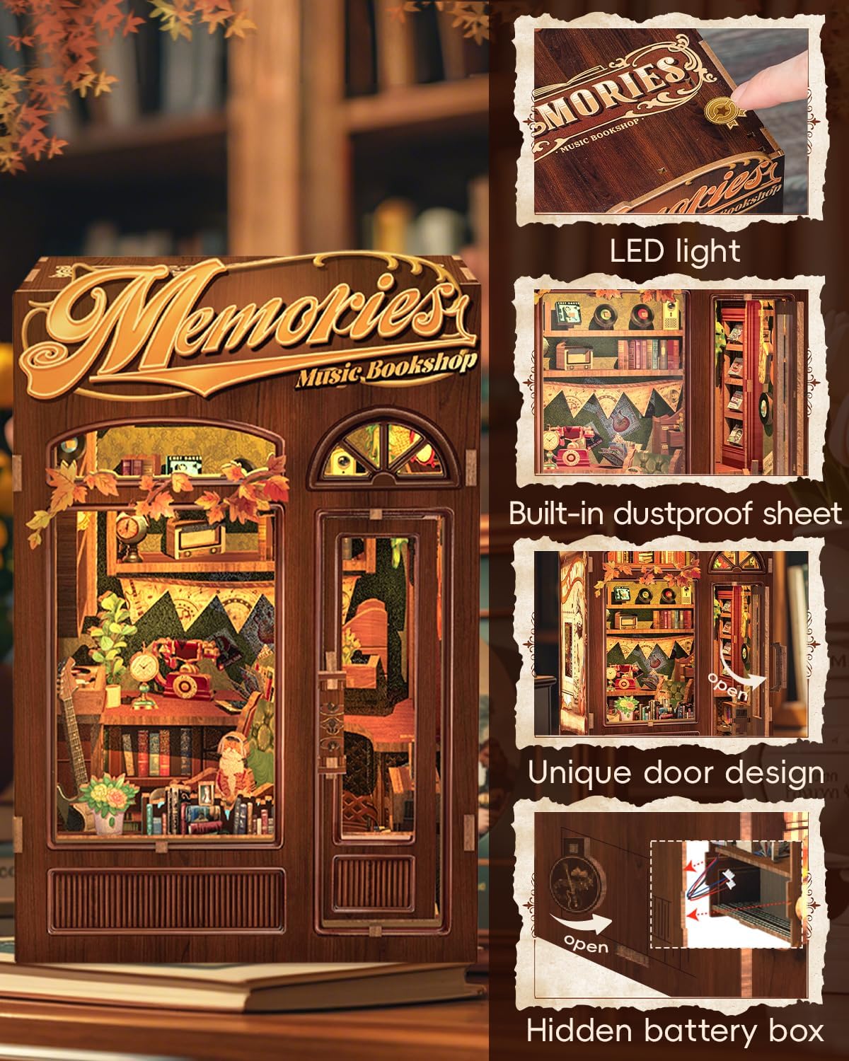 Thumbnail 2 de CUTEBEE Book Nook Kit puzzle 3D lumineux