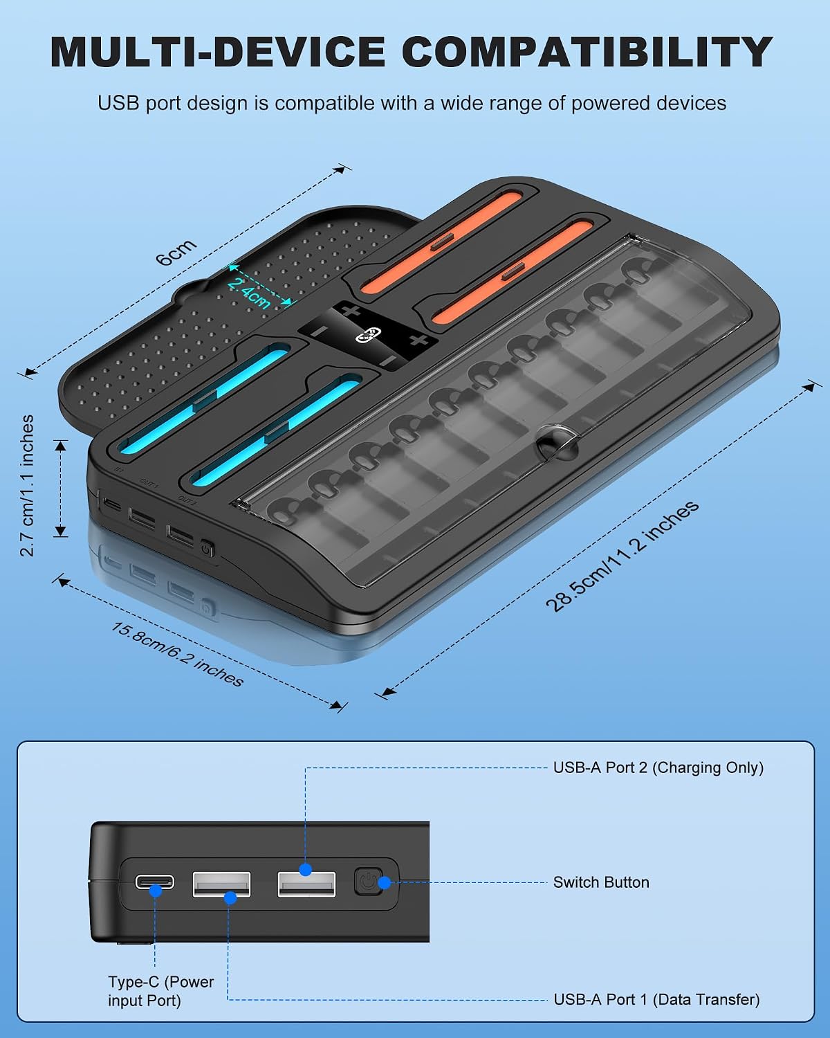 Thumbnail 6 de Switch 2 Games Organizer Station with 4‑slot charger