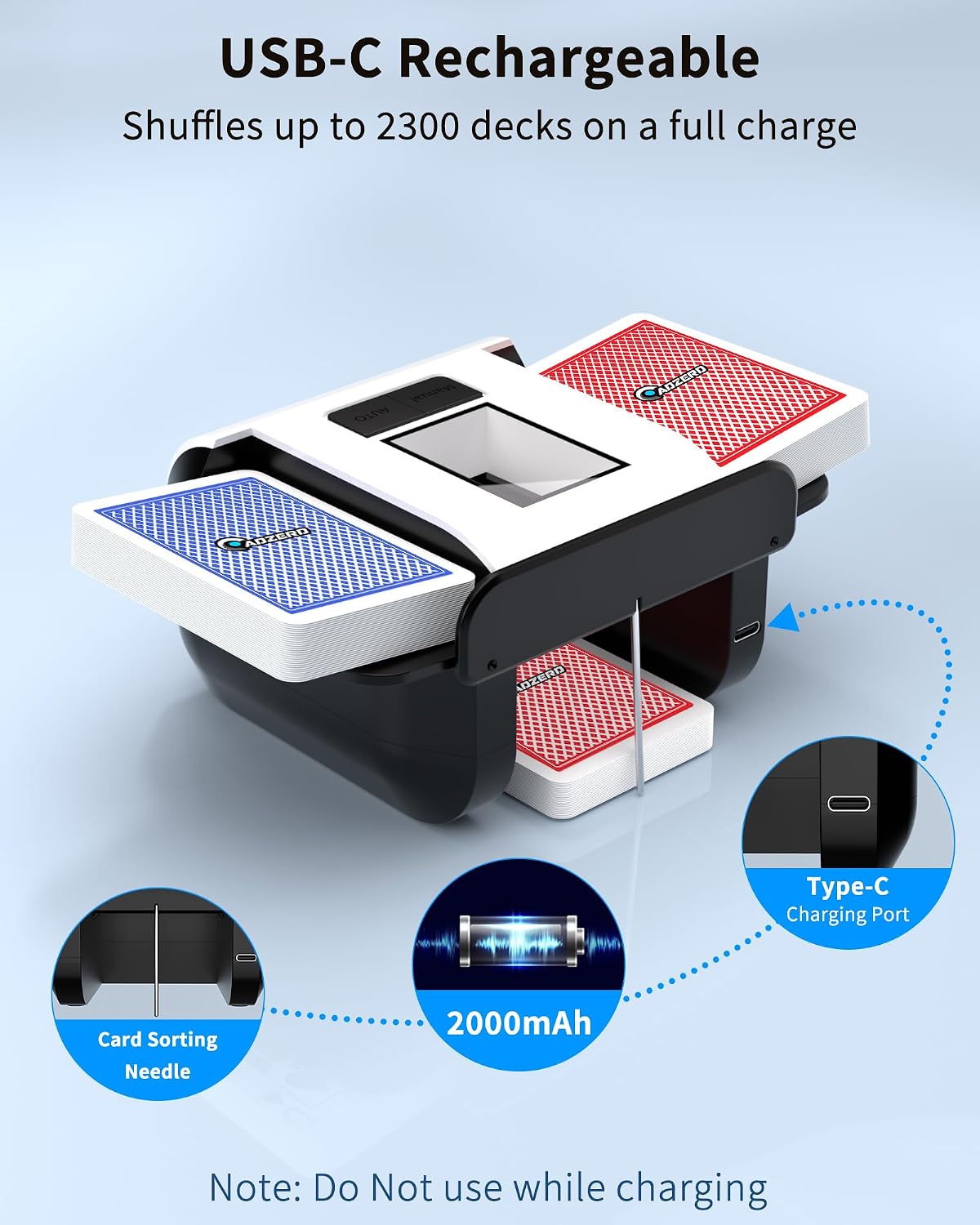 Thumbnail 2 de ADZERD Automatic Card Shuffler 1-2 Decks 🃏