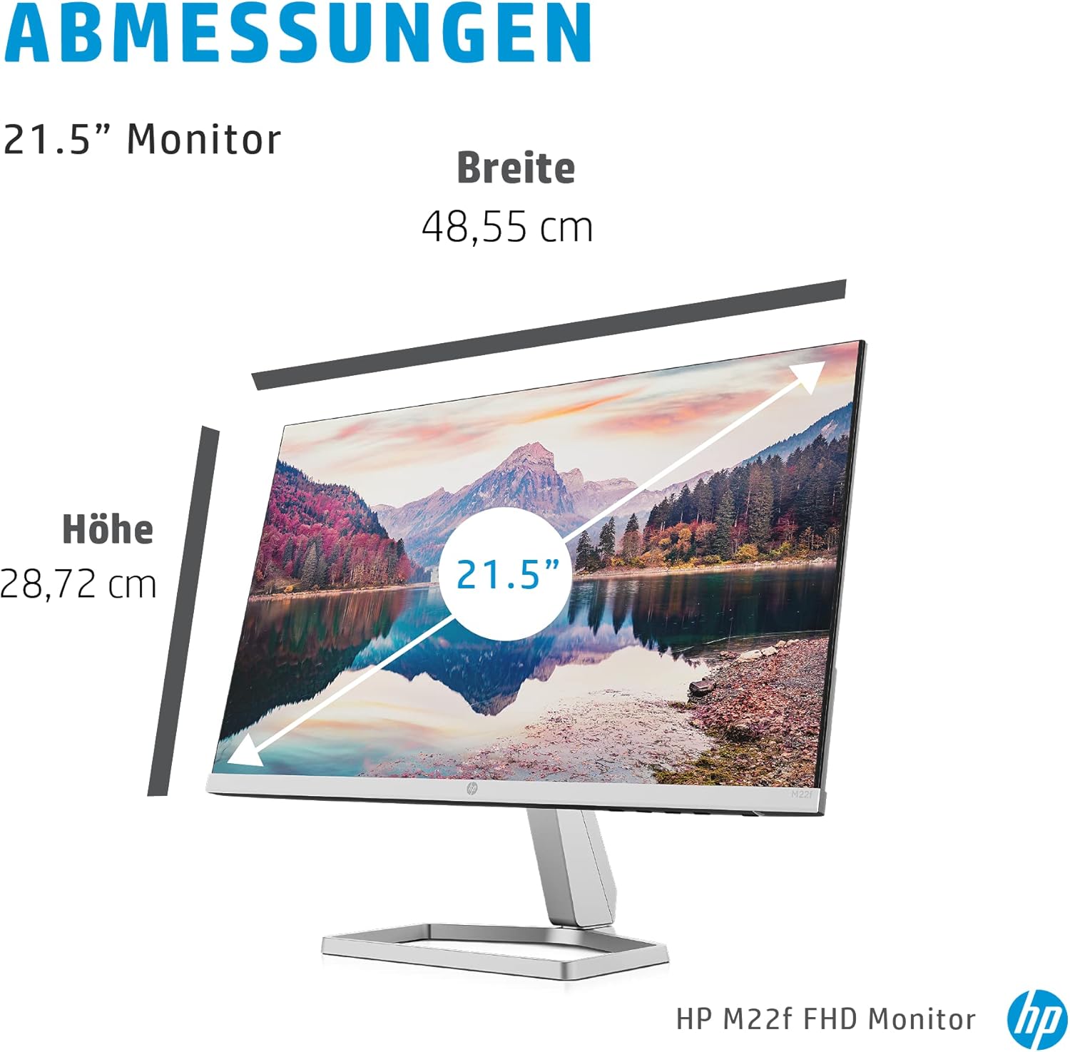 Thumbnail 4 de HP M22f Monitor (21,5 Zoll) Full HD IPS, 75 Hz, 5 ms – VGA & HDMI 1.4, silber/schwarz