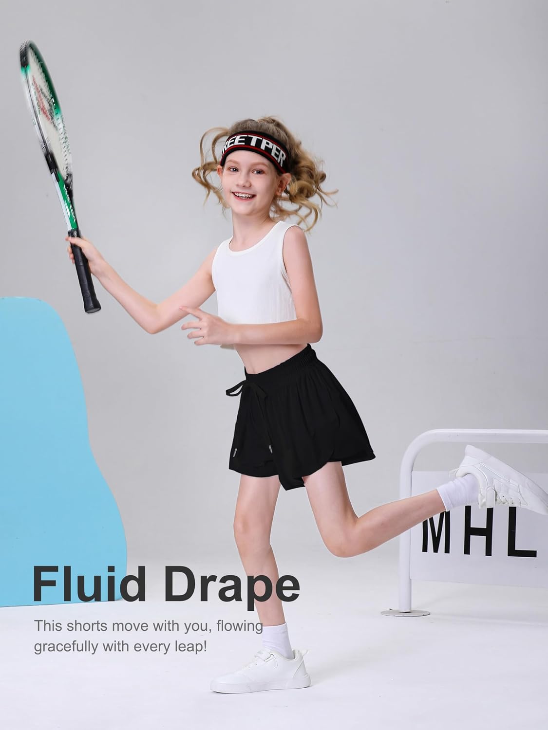 Detalle de DIPUG Girls' 2-in-1 Athletic Shorts