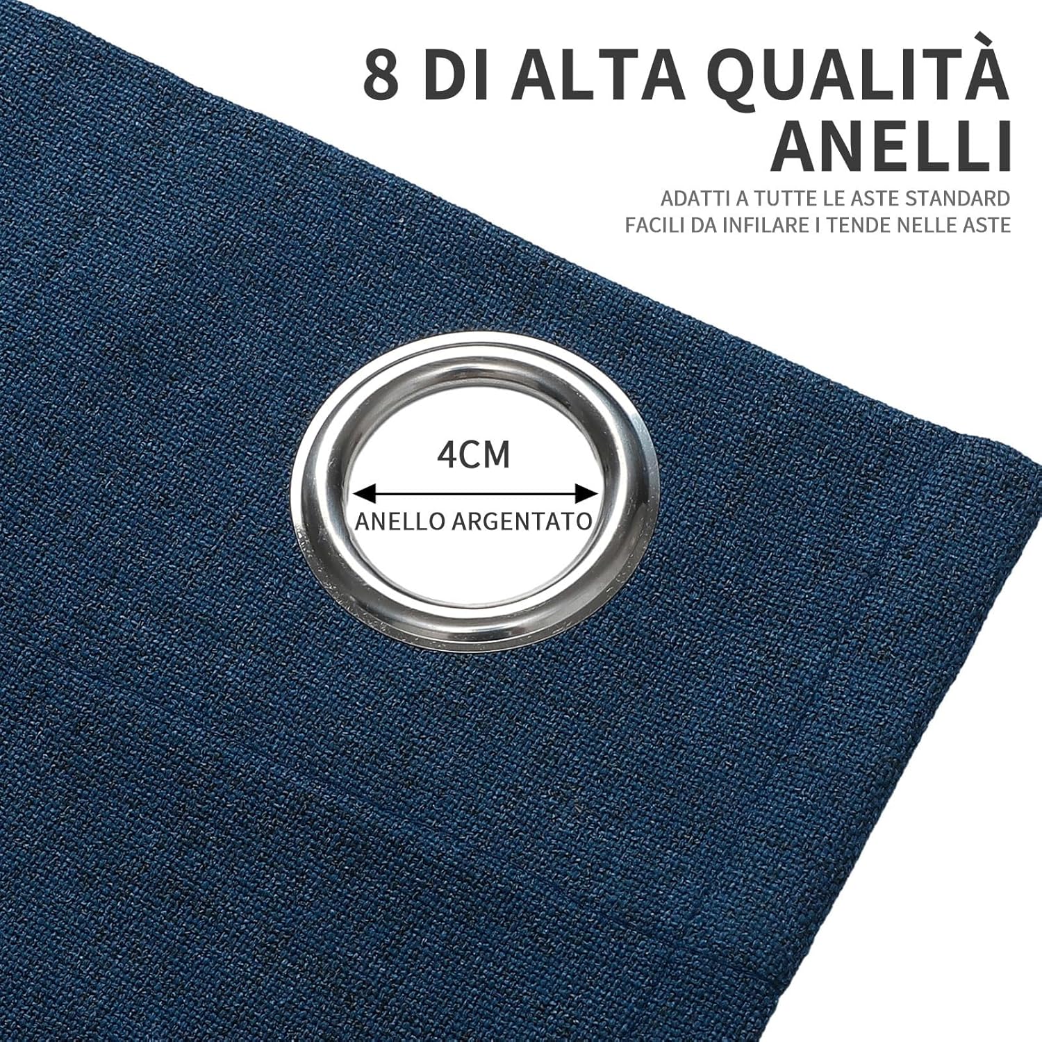 Thumbnail 4 de Joydeco Tende Oscuranti 100% per Interni, 2 Pannelli Lino Sintetico con Occhielli, Blu Reale 140x175 cm