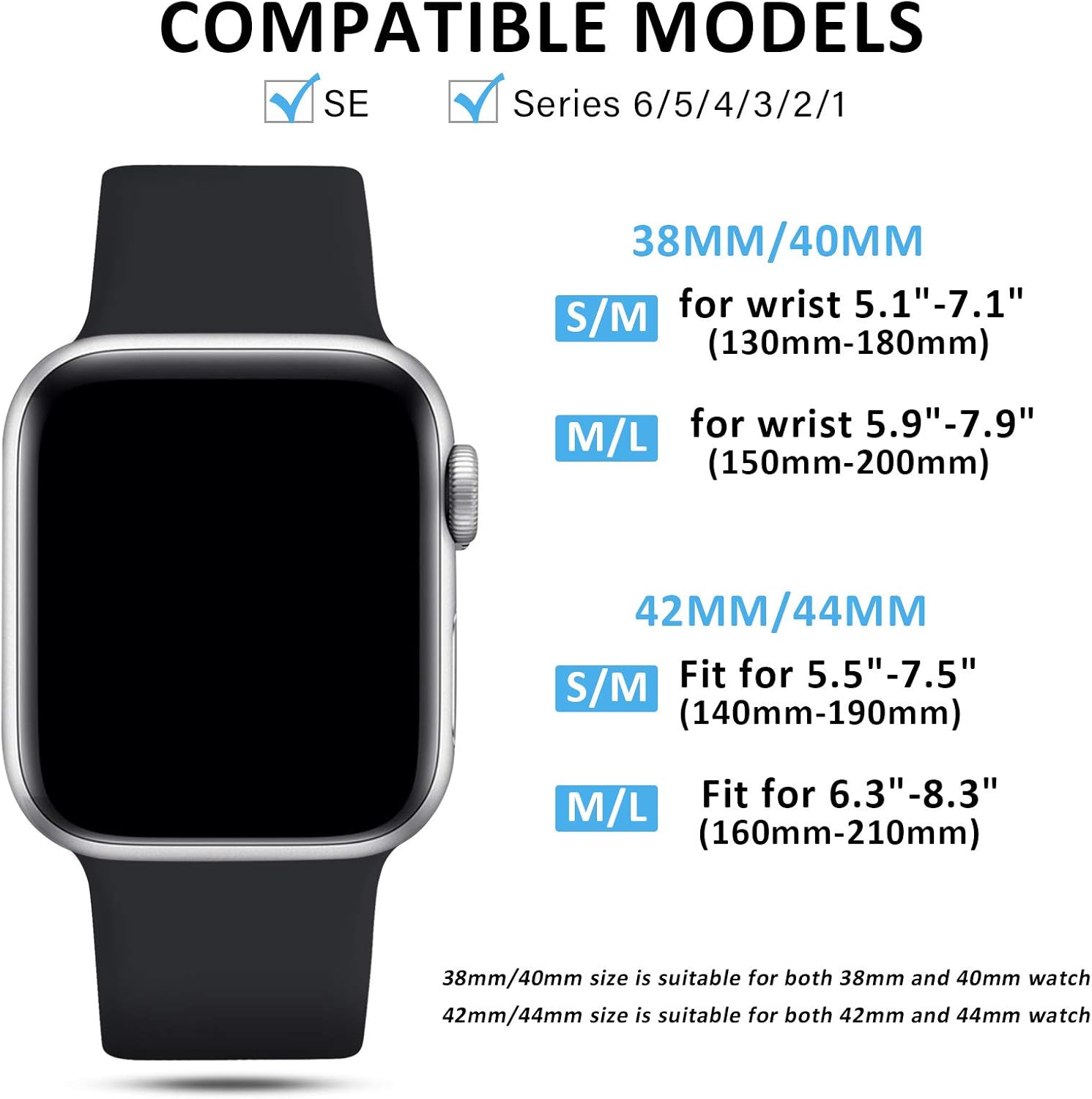 Detalle de CeMiKa Cinturino in silicone compatibile per Apple Watch Ultra e Serie (44–49mm) – Nero