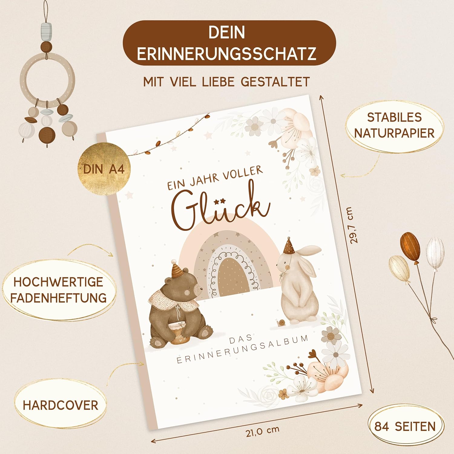 Detalle 2 de HIMMEL.HERZ.PAPIER Mein erstes Jahr Babyalbum DIN A4