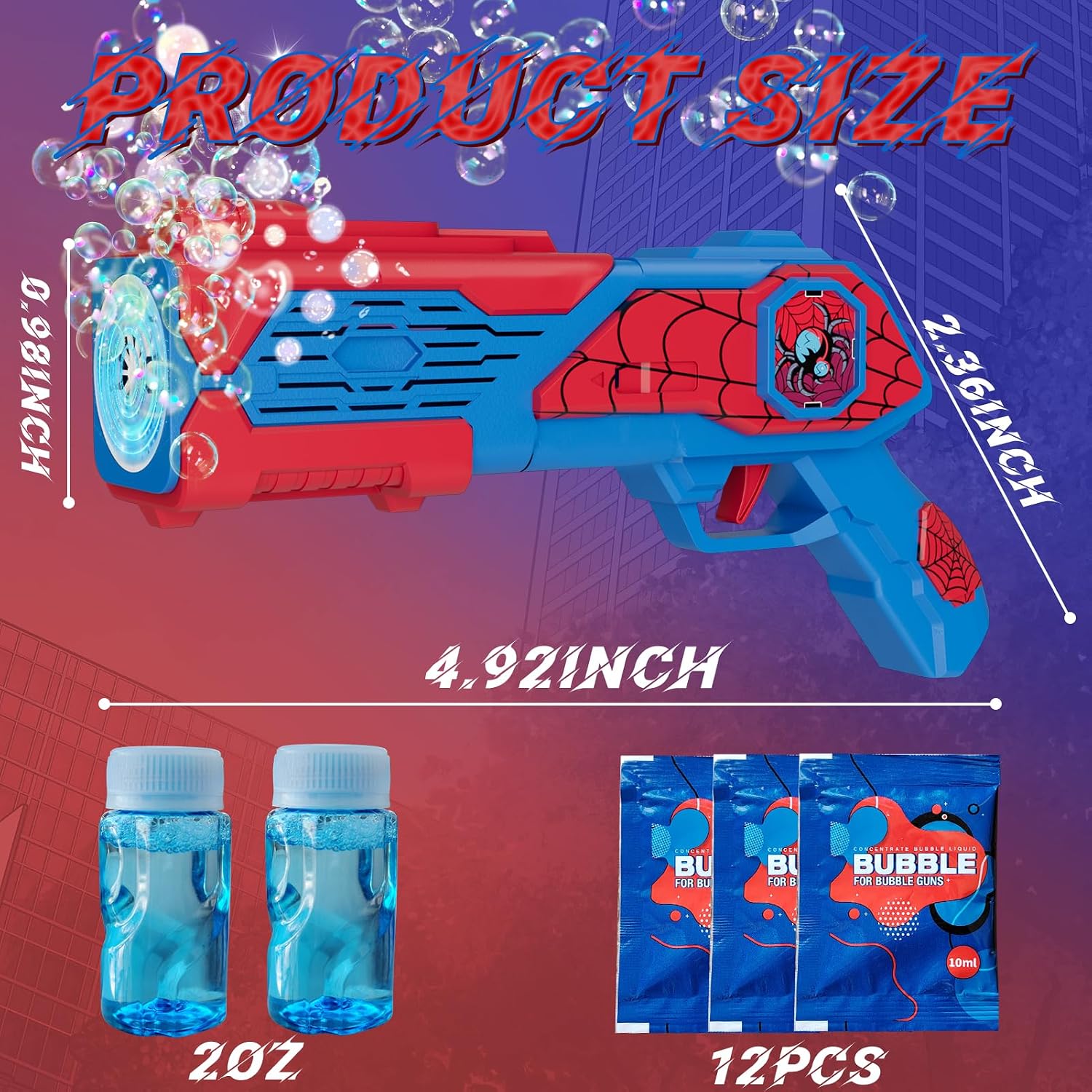 Detalle 2 de Amiabling Bubble Gun for Kids: 12 Nozzles, 10,000+ Bubbles Per Minute with LED Light