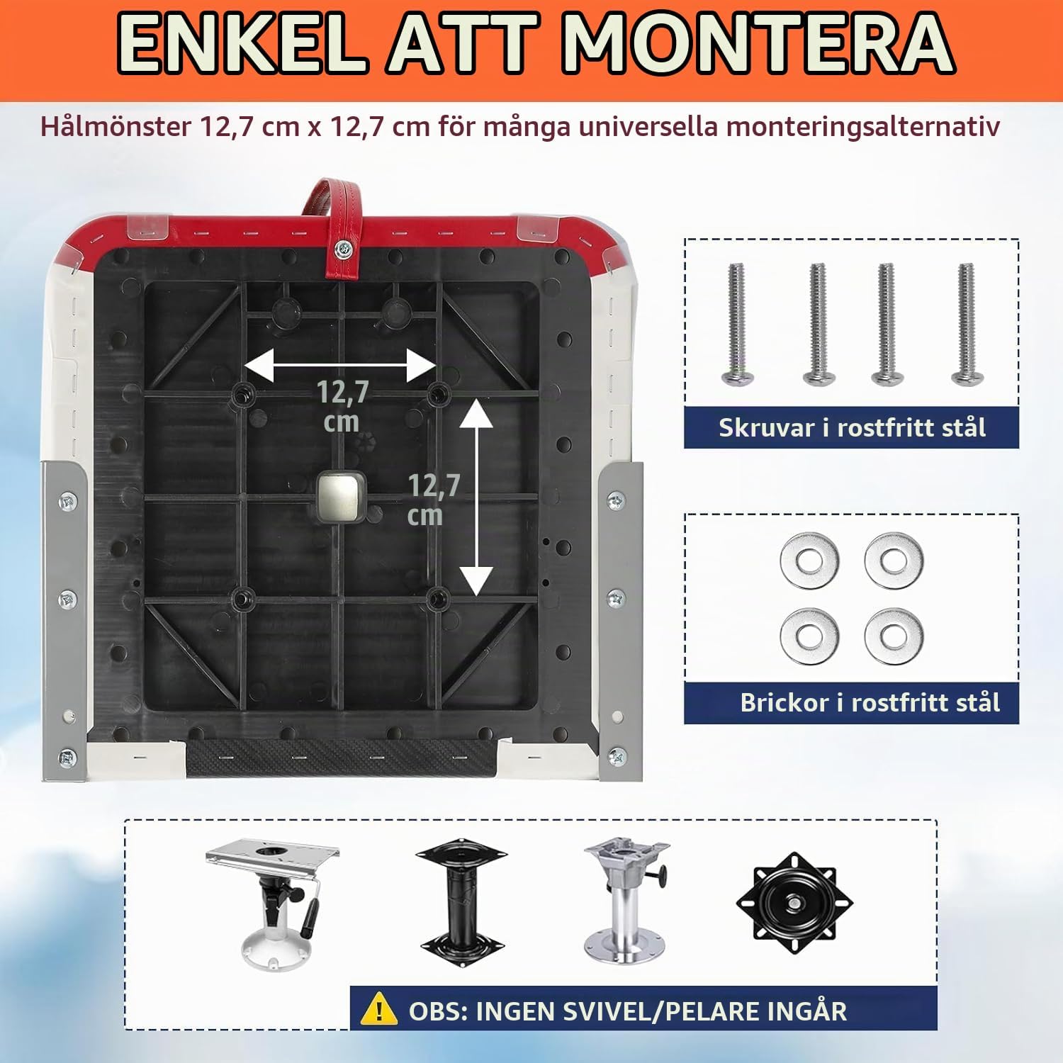 Detalle de CYUREAY BS01 båtsäten, 2-pack – hopfällbara i röd/vit PVC
