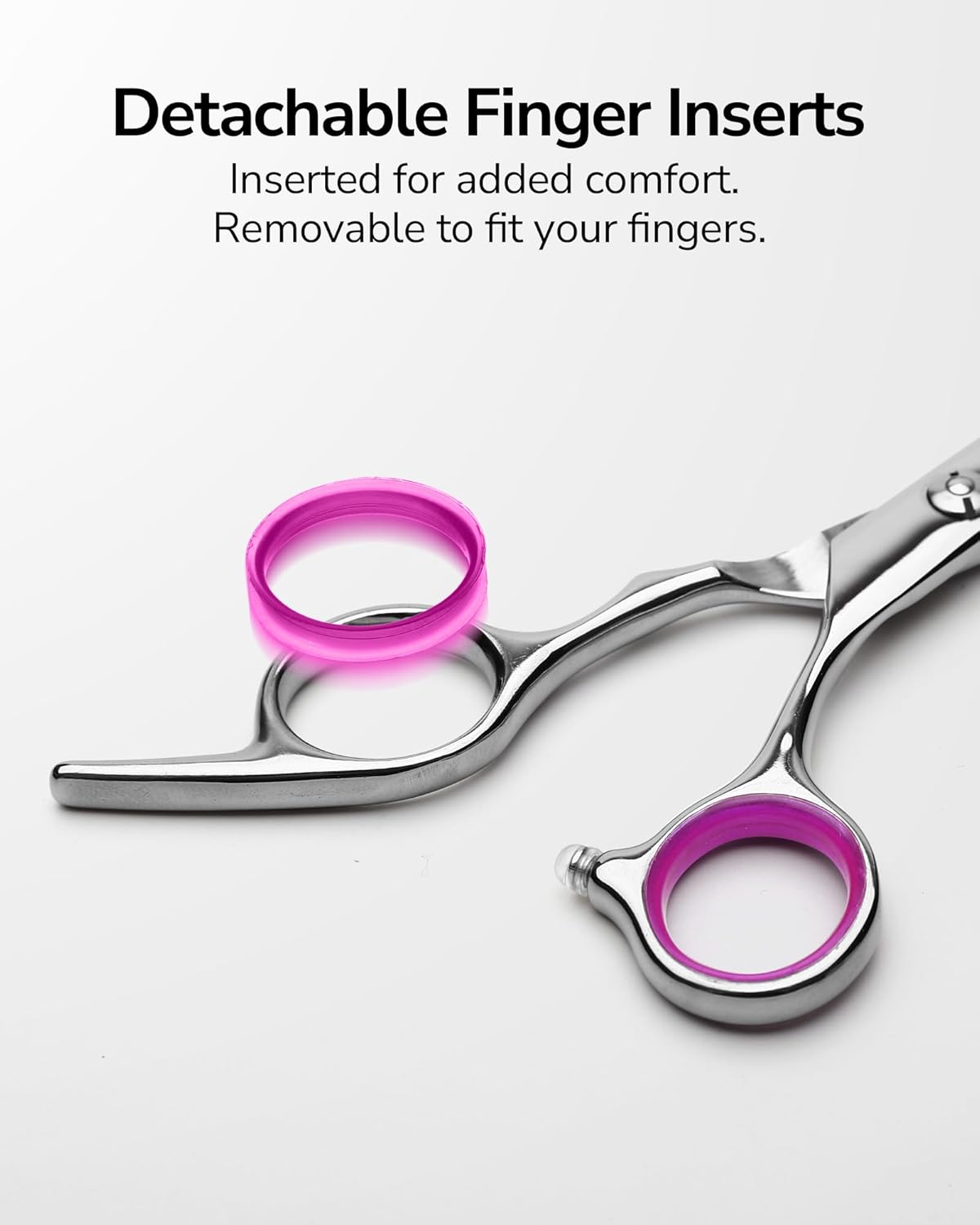 Detalle de Ciseaux de coiffure ULG 16,5 cm pour droitiers – acier inox japonais, lames affûtées à la main, rose