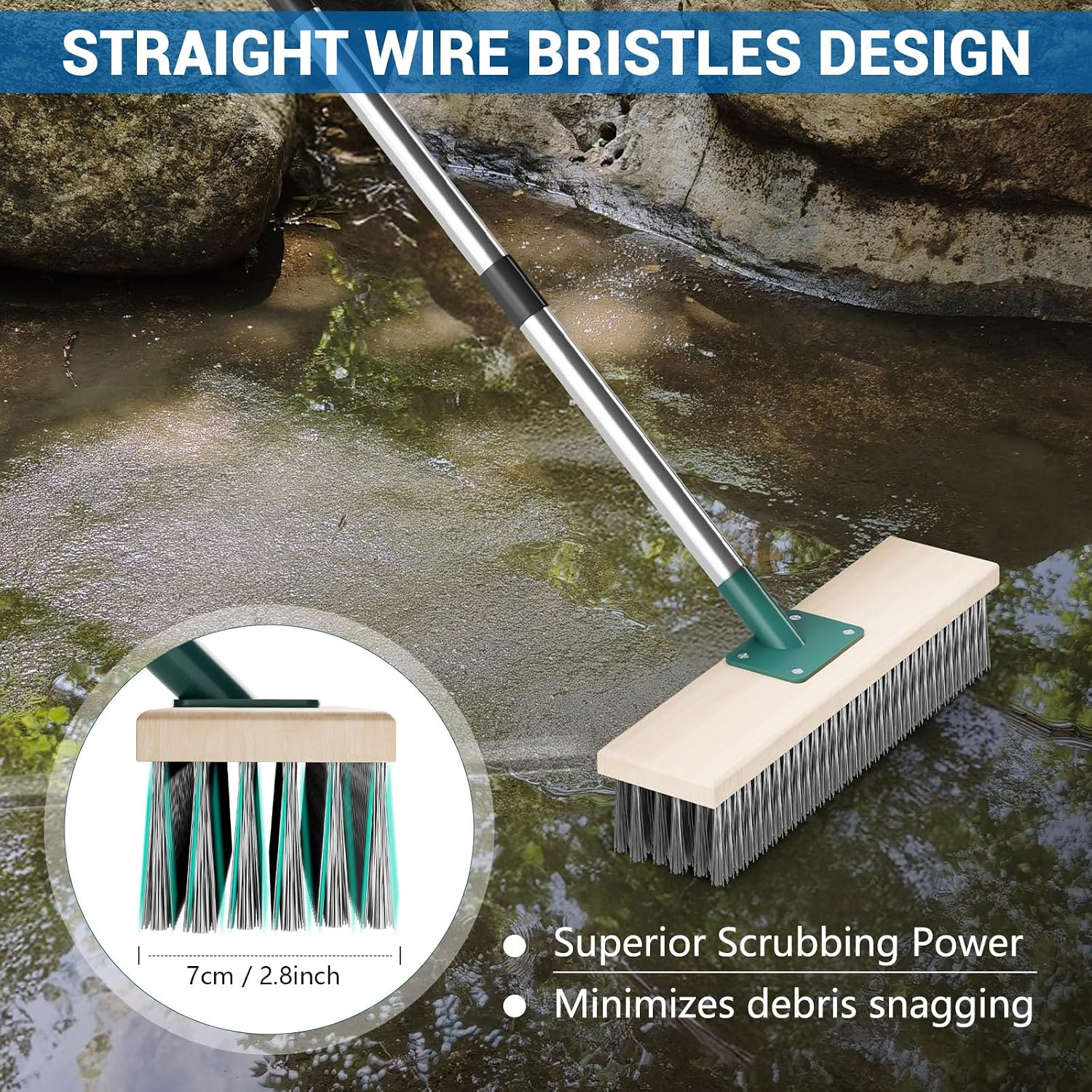 Detalle de Scalnuvyyh Heavy Duty Wire Broom with 57" Handle and Stainless Steel Bristles