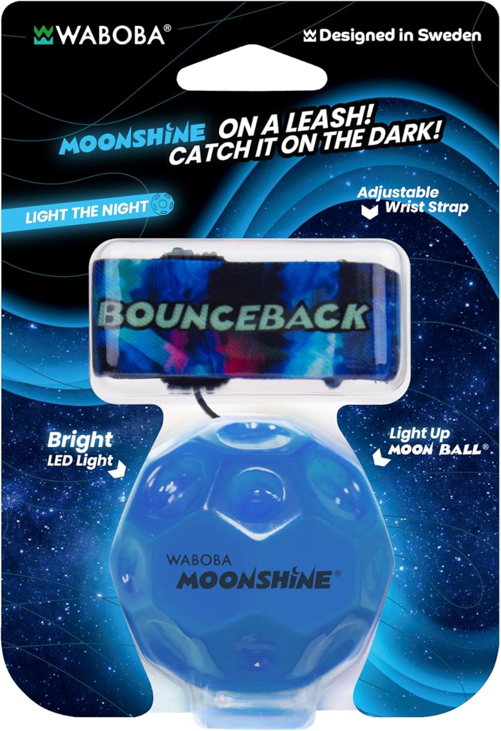 Detalle de Waboba LED Bounceback Moon Ball with Wrist Strap (Blue)