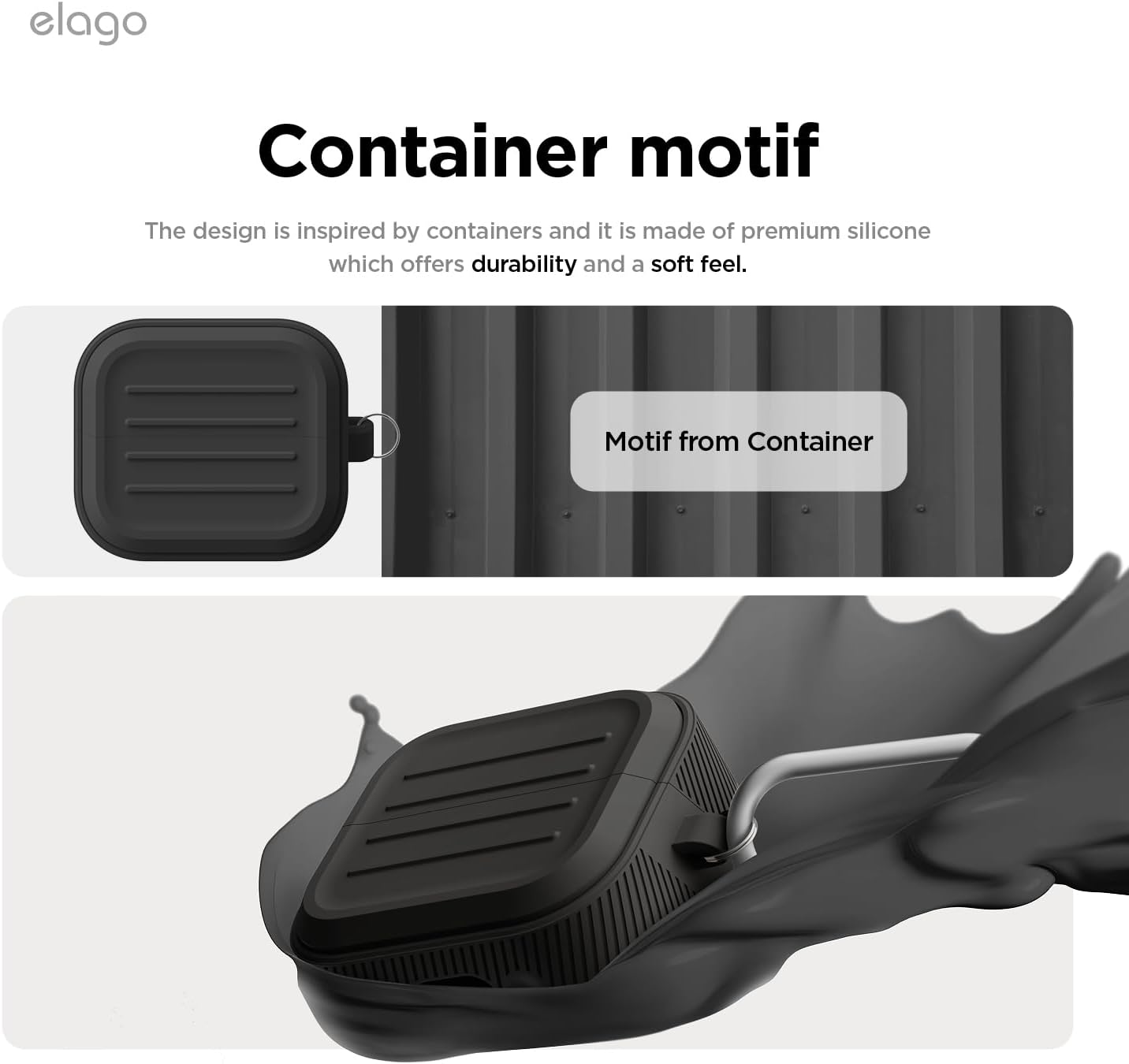 Thumbnail 3 de elago Coque Armor en silicone pour Samsung Galaxy Buds 3 / 3 Pro / 3 FE, avec mousqueton (noir)