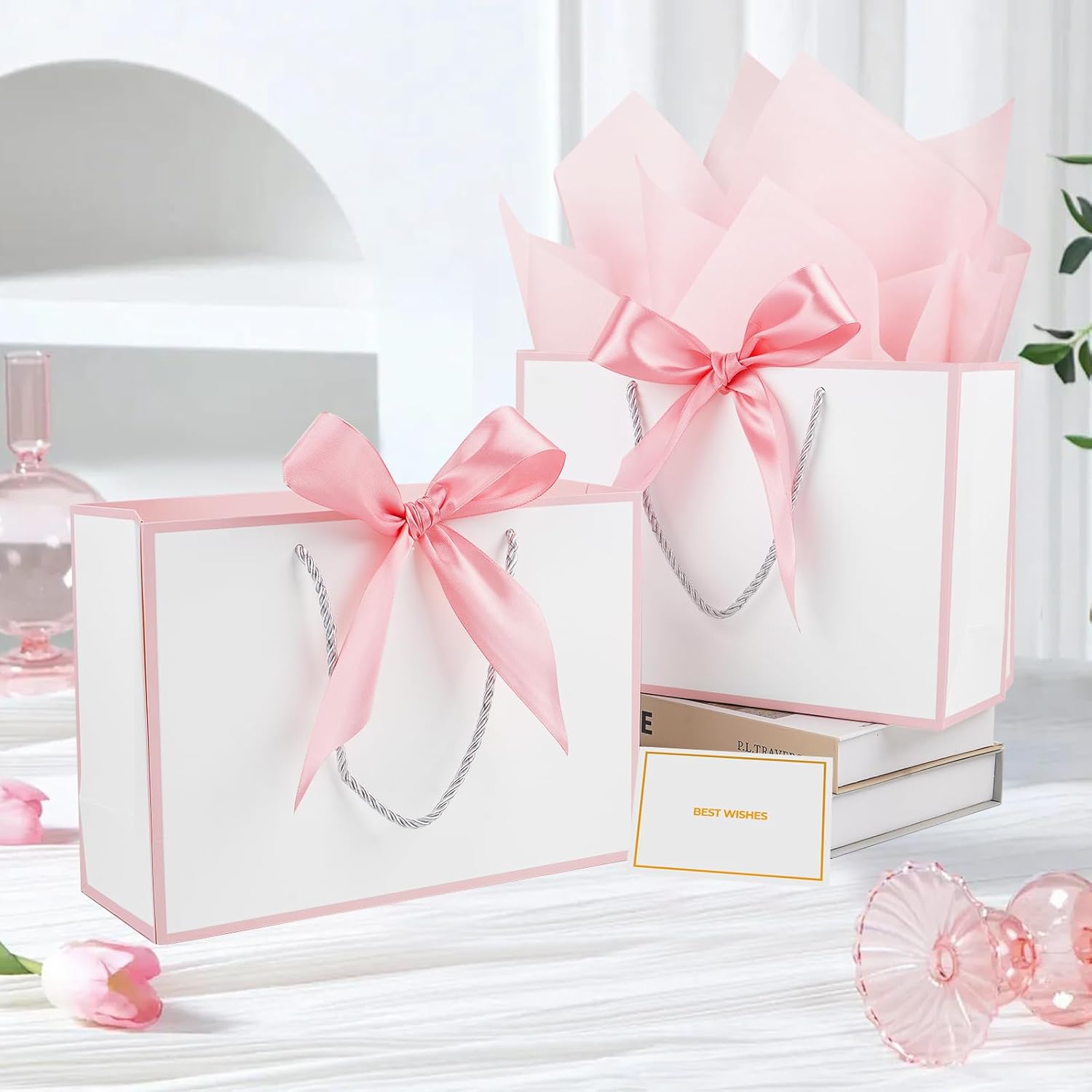 Thumbnail 4 de Mifferer Papier-Geschenktüten-Set mit 2 Taschentüchern und Karten (20 x 10 x 28 cm) – 2 Stück