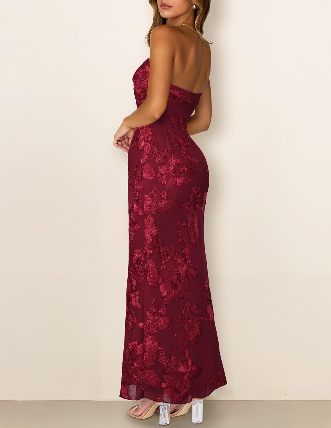Thumbnail 3 de MEROKEETY Floral Strapless Maxi Dress — 2026 Summer Wedding Guest & Formal Eveningwear