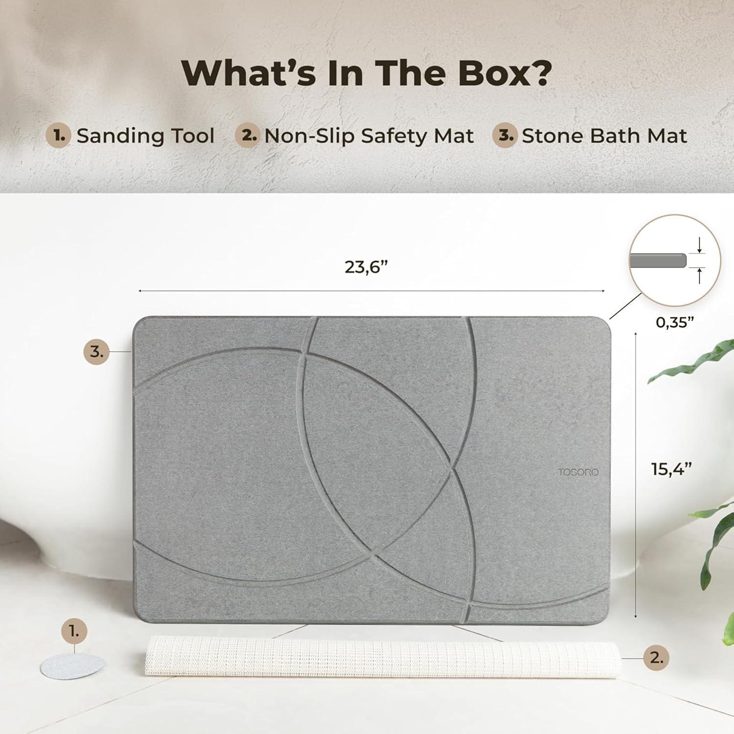 Thumbnail 6 de TOSORO Stone Bath Mat, Graphite