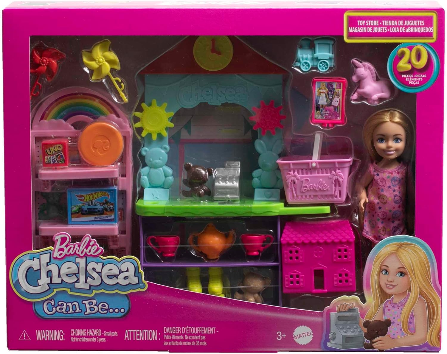 Thumbnail 4 de Coffret Barbie Chelsea Can Be… HNY59 avec petite poupée blonde, comptoir, présentoir et 15 accessoires