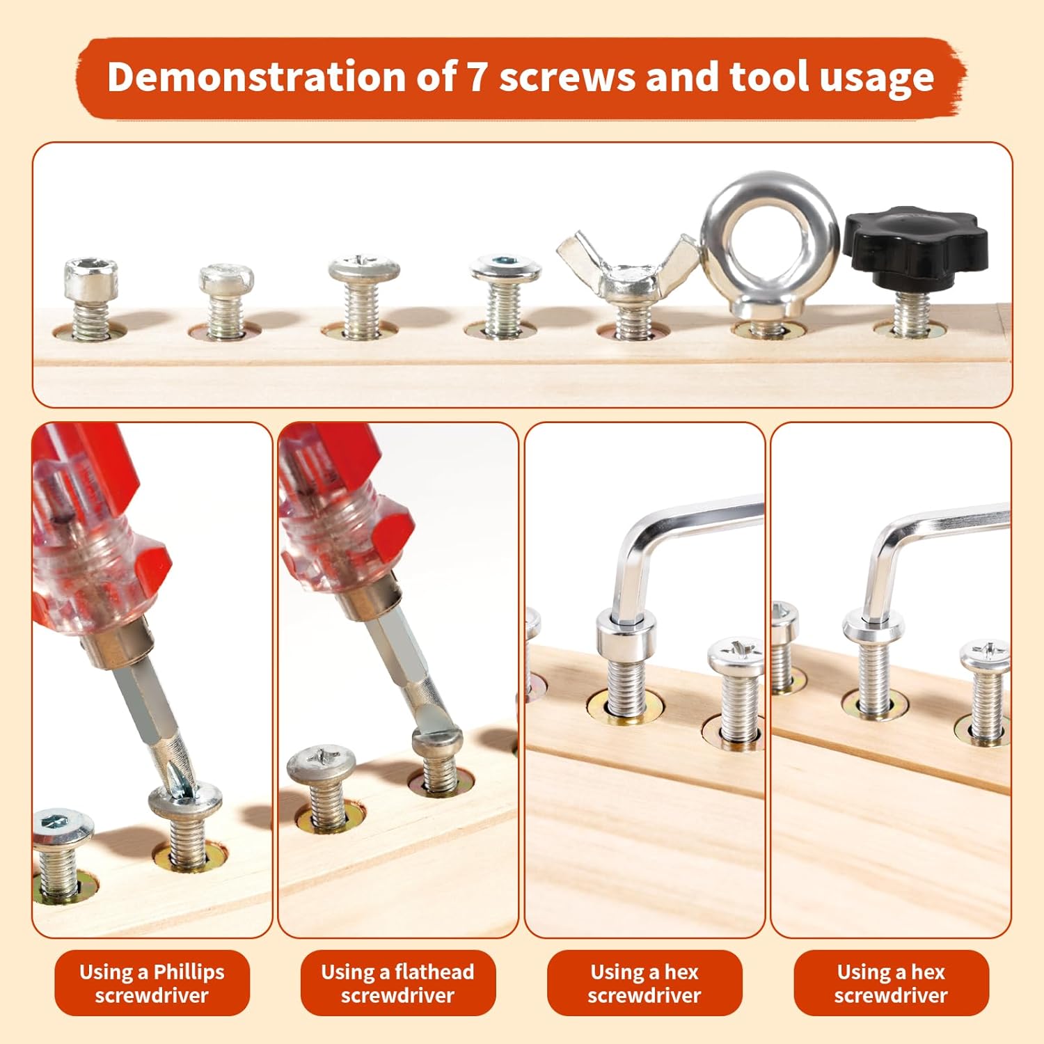 Thumbnail 2 de INIFEIDALA Montessori Screwdriver Board Set: Lock & Key Toy for Busy Hands