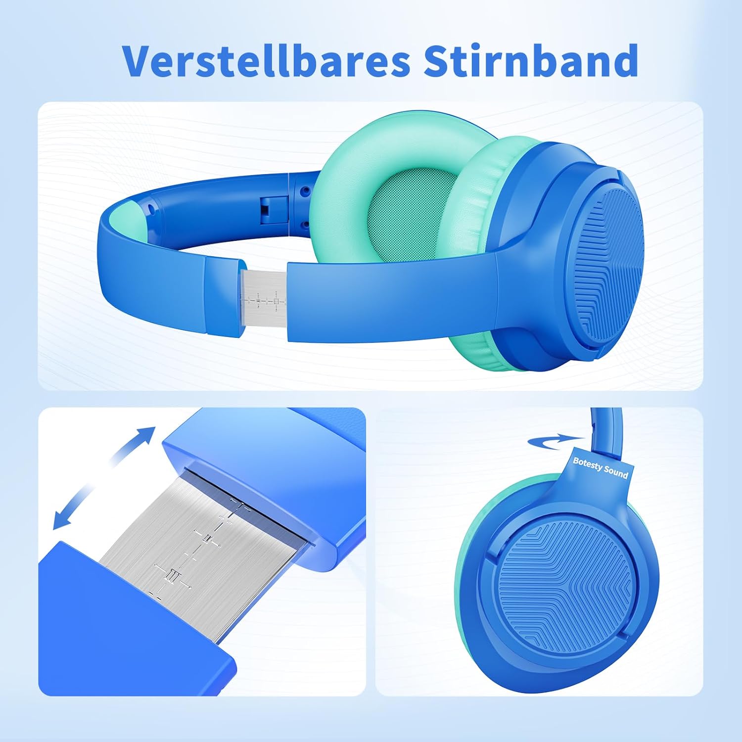 Detalle de Kopfhörer mit Kabel und Mikrofon, Over-Ear, 3,5 mm – faltbar, 1,5 m Nylonkabel, kompatibel mit Tablet/Laptop/MP3/MP4