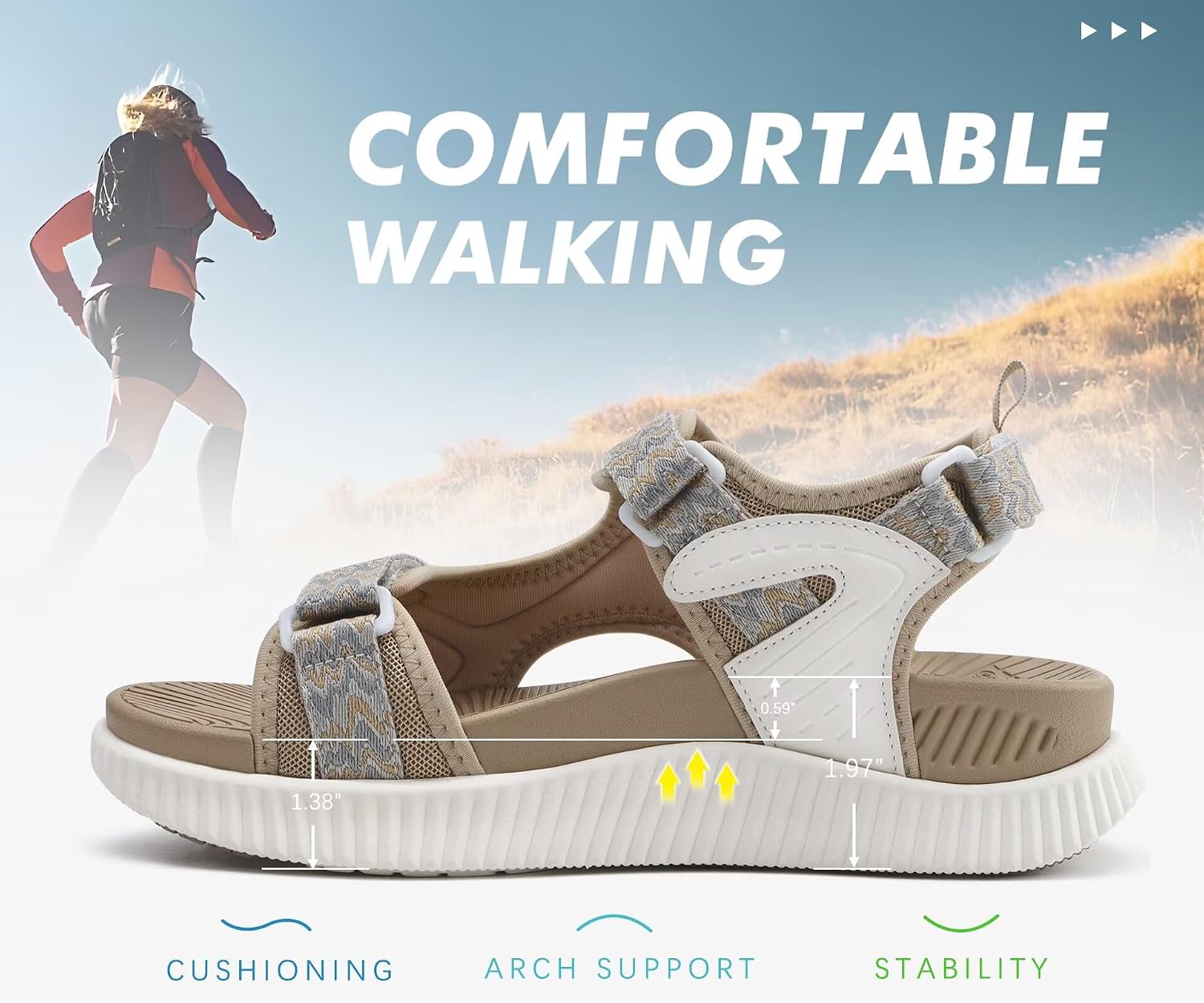 Thumbnail 6 de KuaiLu Womens Orthopedic Walking Sandals with Arch Support and Cushioned Sole