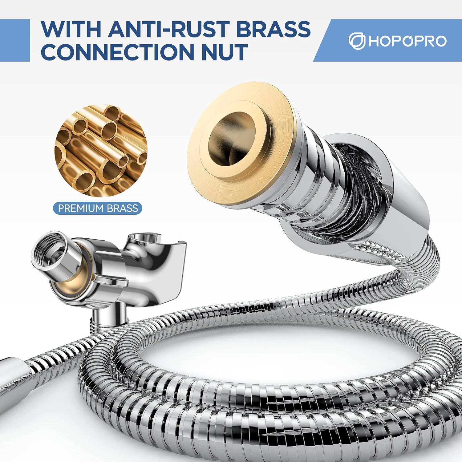 Detalle de HOPOPRO HS6700CP Handheld Showerhead Set, 6 Spray Modes, Chrome Finish