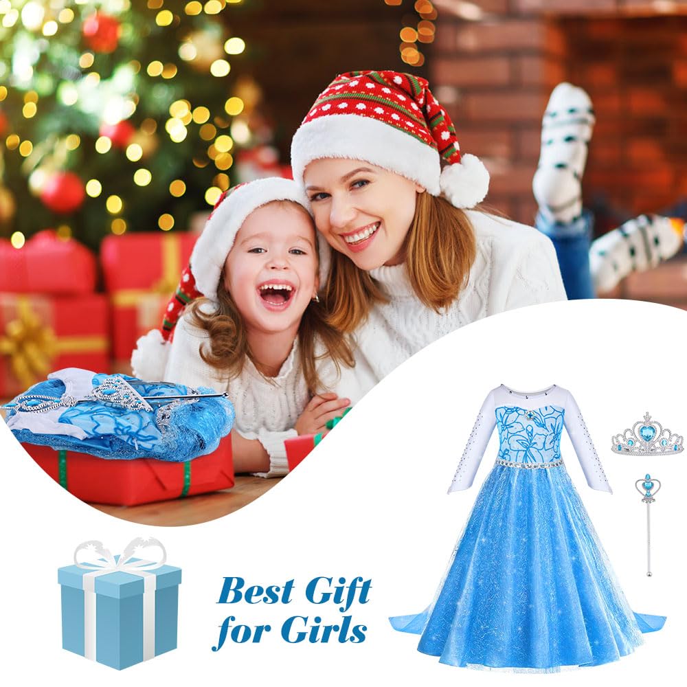 Thumbnail 6 de ACWOO Prinzessin-Kostüm Mädchen-Set: Kleid, Krone und Zauberstab für Karneval, Halloween und Weihnachten