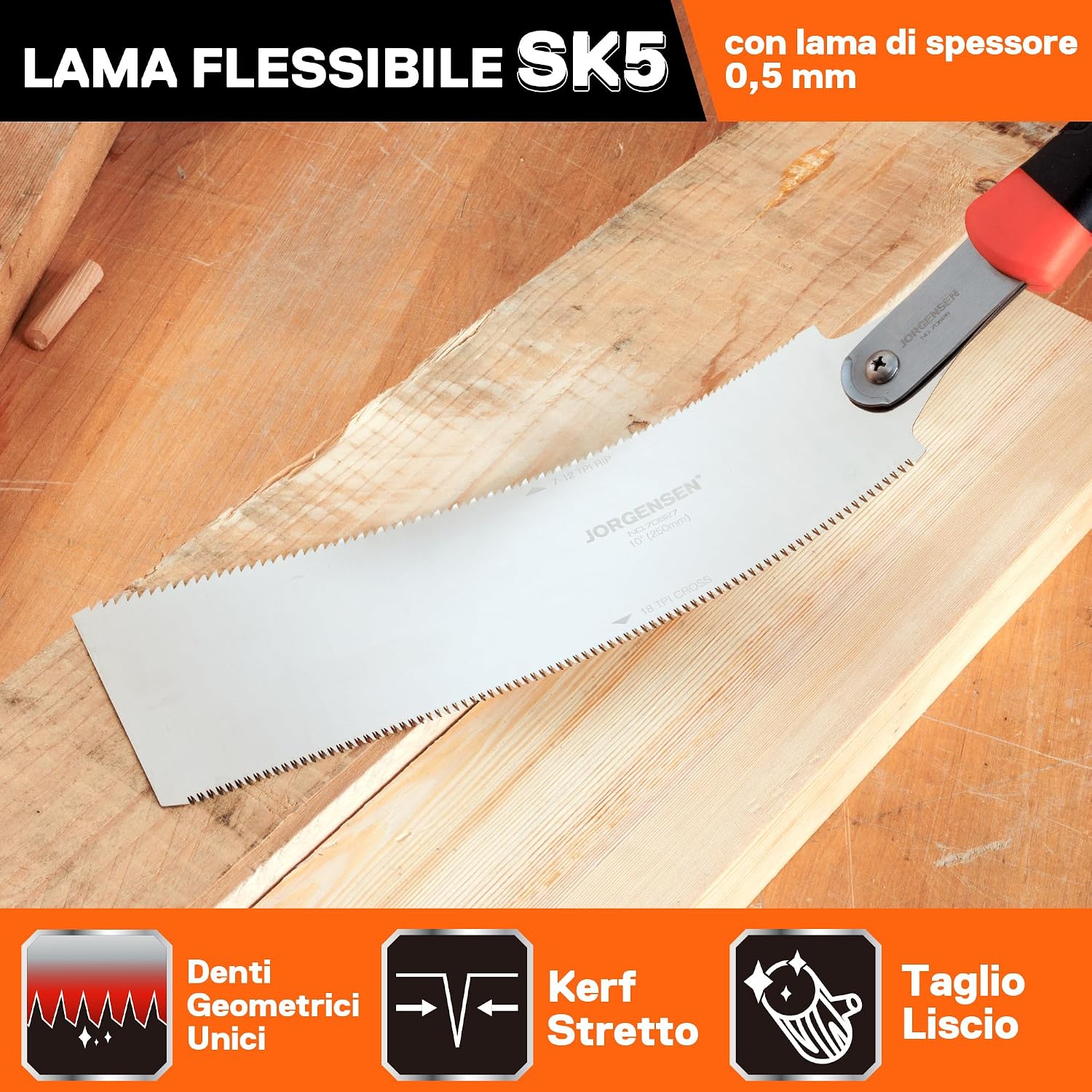 Detalle de JORGENSEN Sega Giapponese Professionale a Doppio Taglio con Lama SK5 Sostituibile