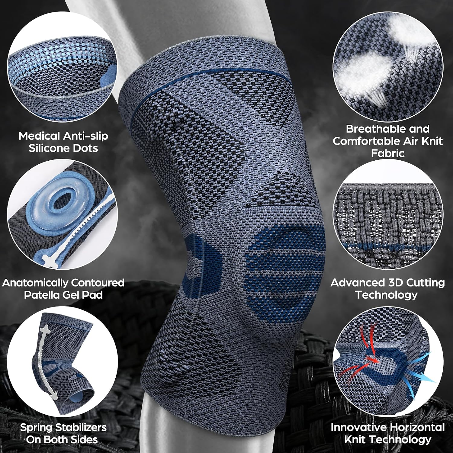 Detalle de NEENCA Kb-w-001 Professional Knee Brace with Patella Gel Pad and Side Stabilizers