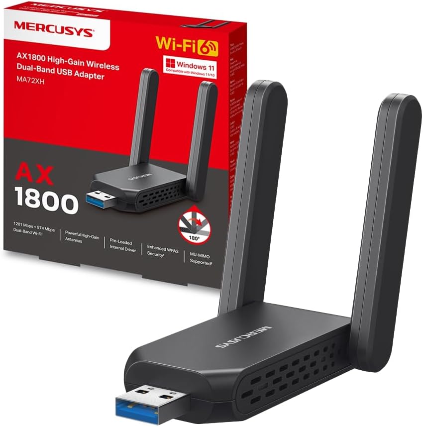 MERCUSYS MA72XH WiFi USB AX1800 2 antenne per PC 📶