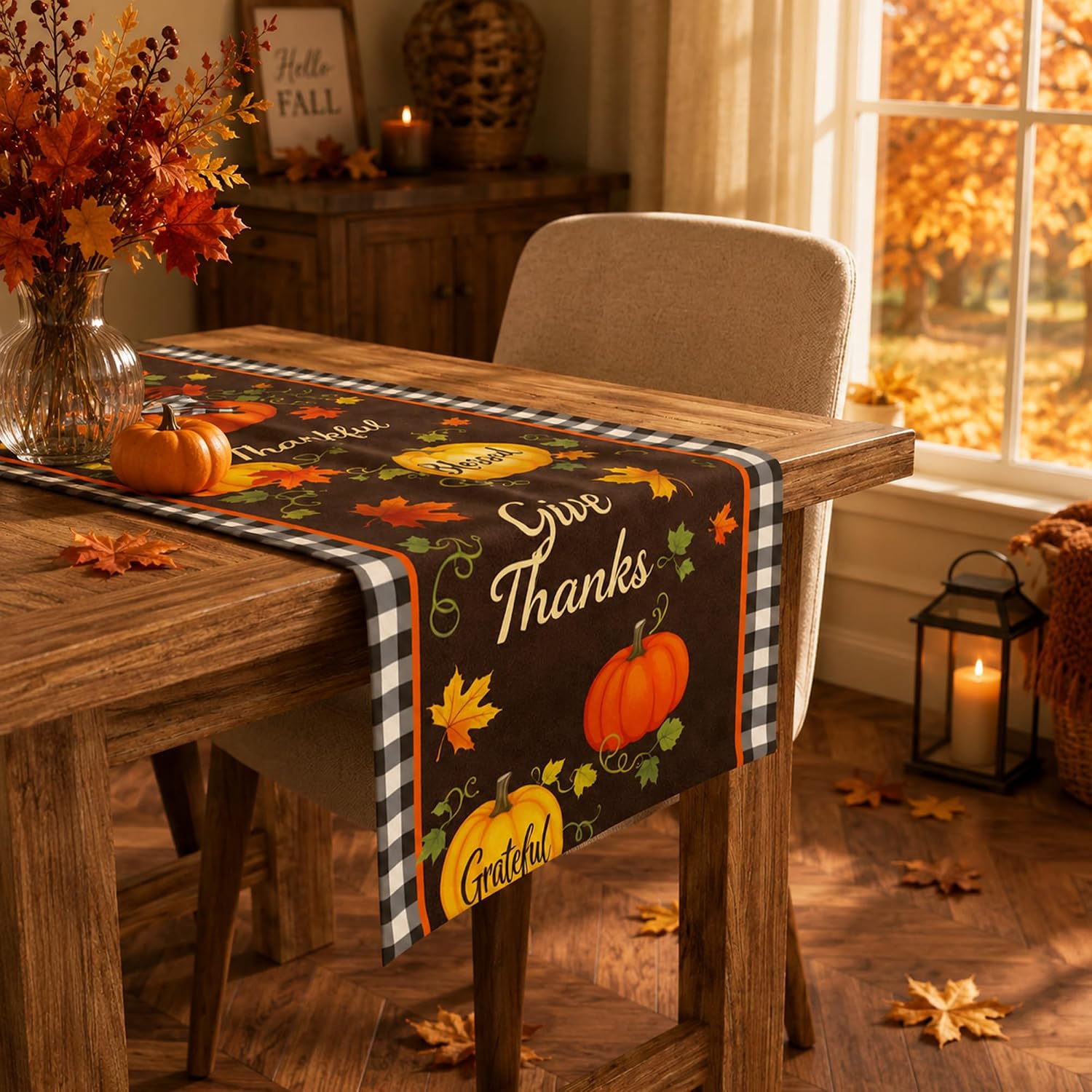 Thumbnail 3 de MSSLWANG Fall Table Runner-MSSLWANG-2026A6, Thanksgiving Polyester Table Runner