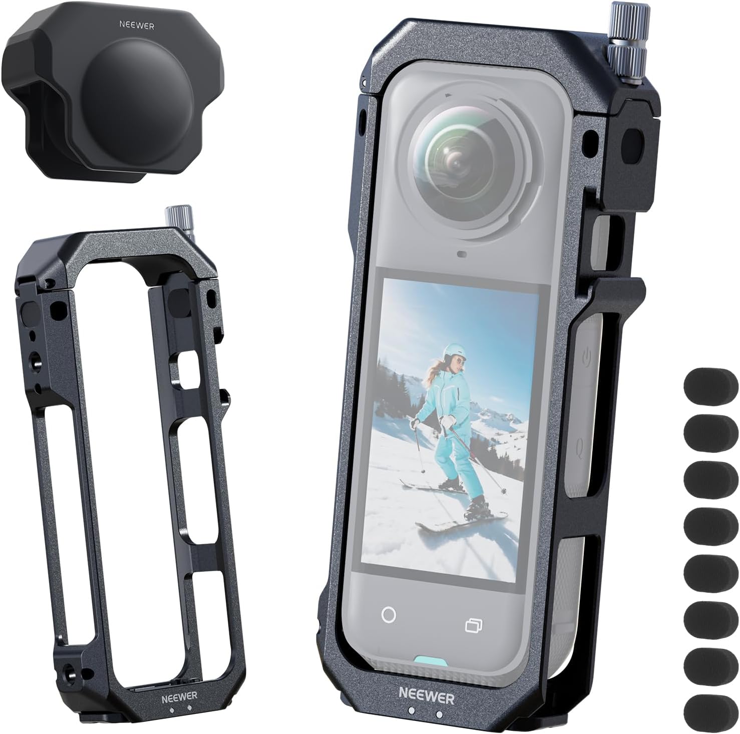 Thumbnail 6 de NEEWER Camera Cage for Insta360 X4 — aluminium rig with quick release, 1/4" threads and lens cap