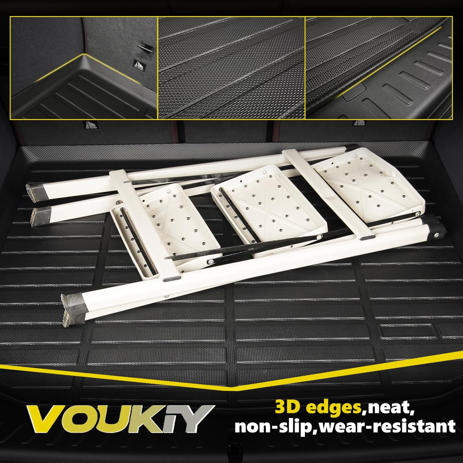 Detalle de VOUKIY All Weather Floor Mats & Cargo Liner for Nissan Leaf (2018–2025) – Custom Fit, Black