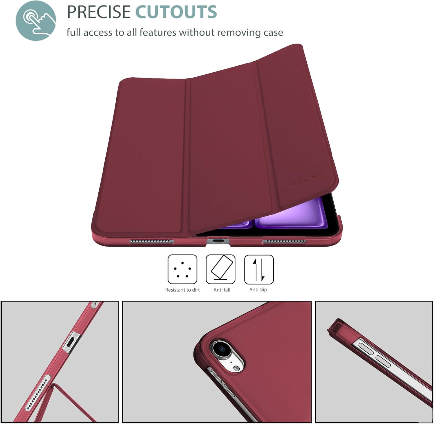 Thumbnail 5 de ProCase Smart Case for iPad Air 11-inch (M4/M3/M2) & iPad Air 10.9-inch (Air 5/4) – Hard Back Protective Cover in Wine