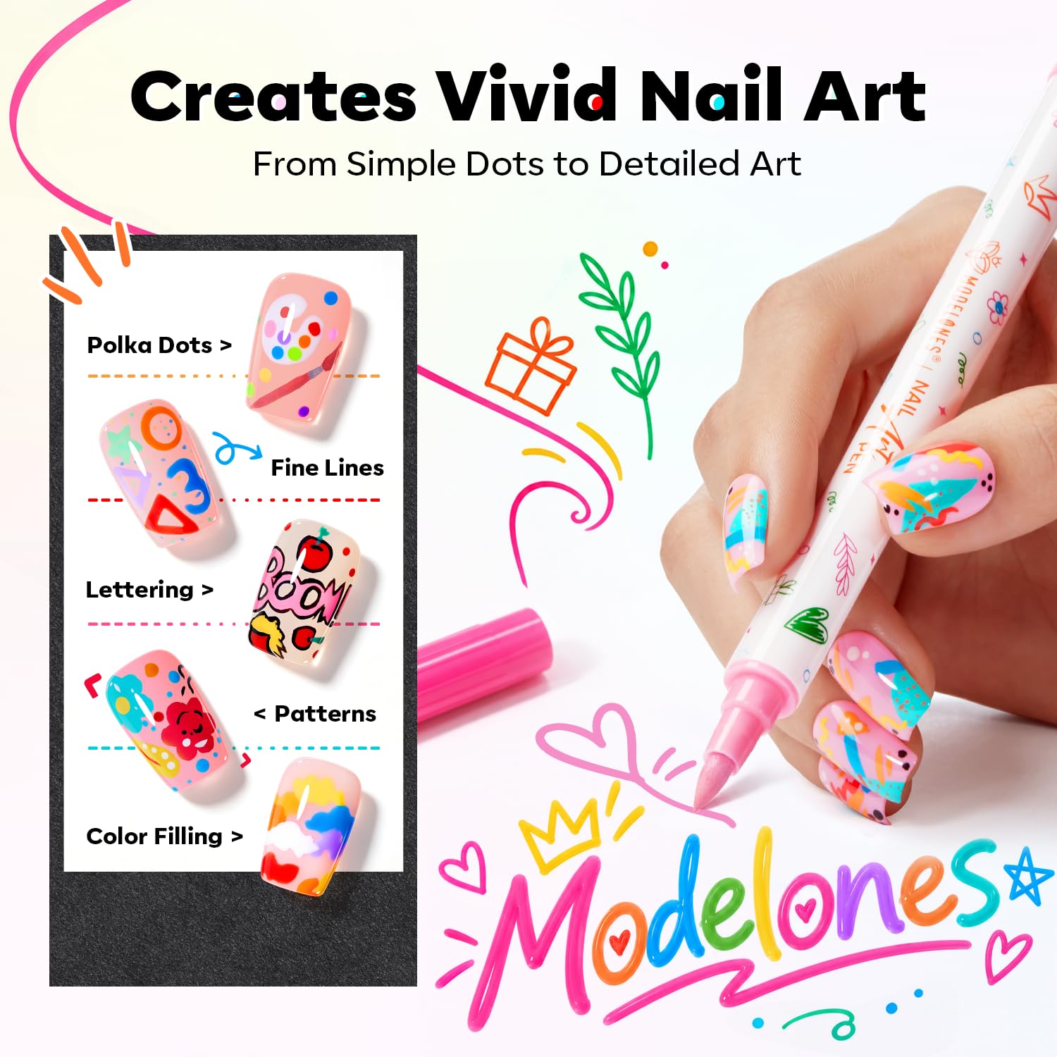 Detalle 2 de Modelones 15-Color Dual-Tip Nail Art Pens with 0.7 mm Fine Tips
