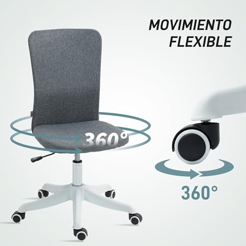 Thumbnail 5 de HOMCOM Silla de Oficina Giratoria con Tapizado🪑 Gris