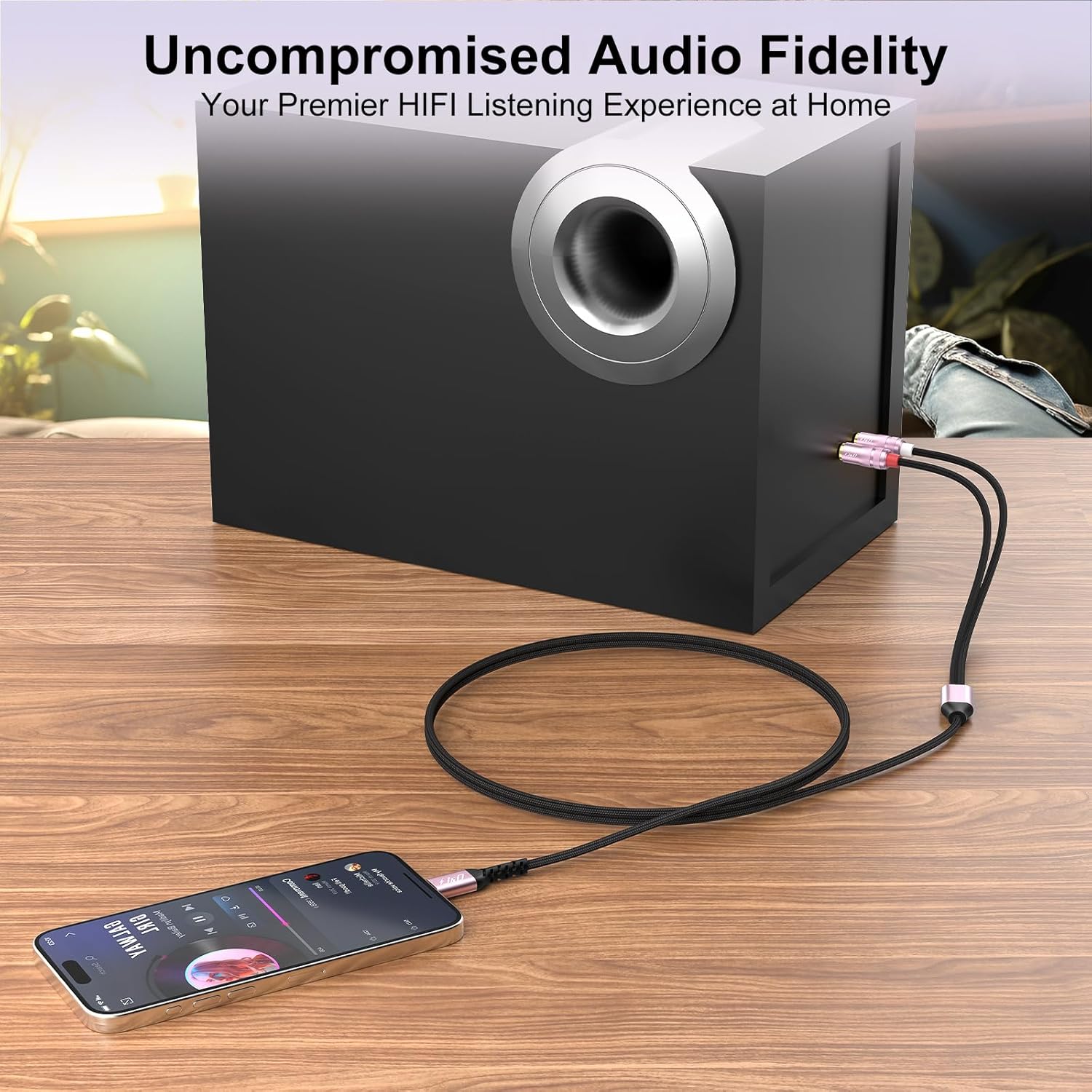 Detalle 2 de J&D USB-C to 2 RCA Audio Cable: Type-C to 2RCA Male Adapter (Rose Gold, 4 ft)