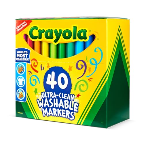 Detalle de Crayola Ultra Clean Washable Markers (40ct) – Broad Line Art Markers for Kids