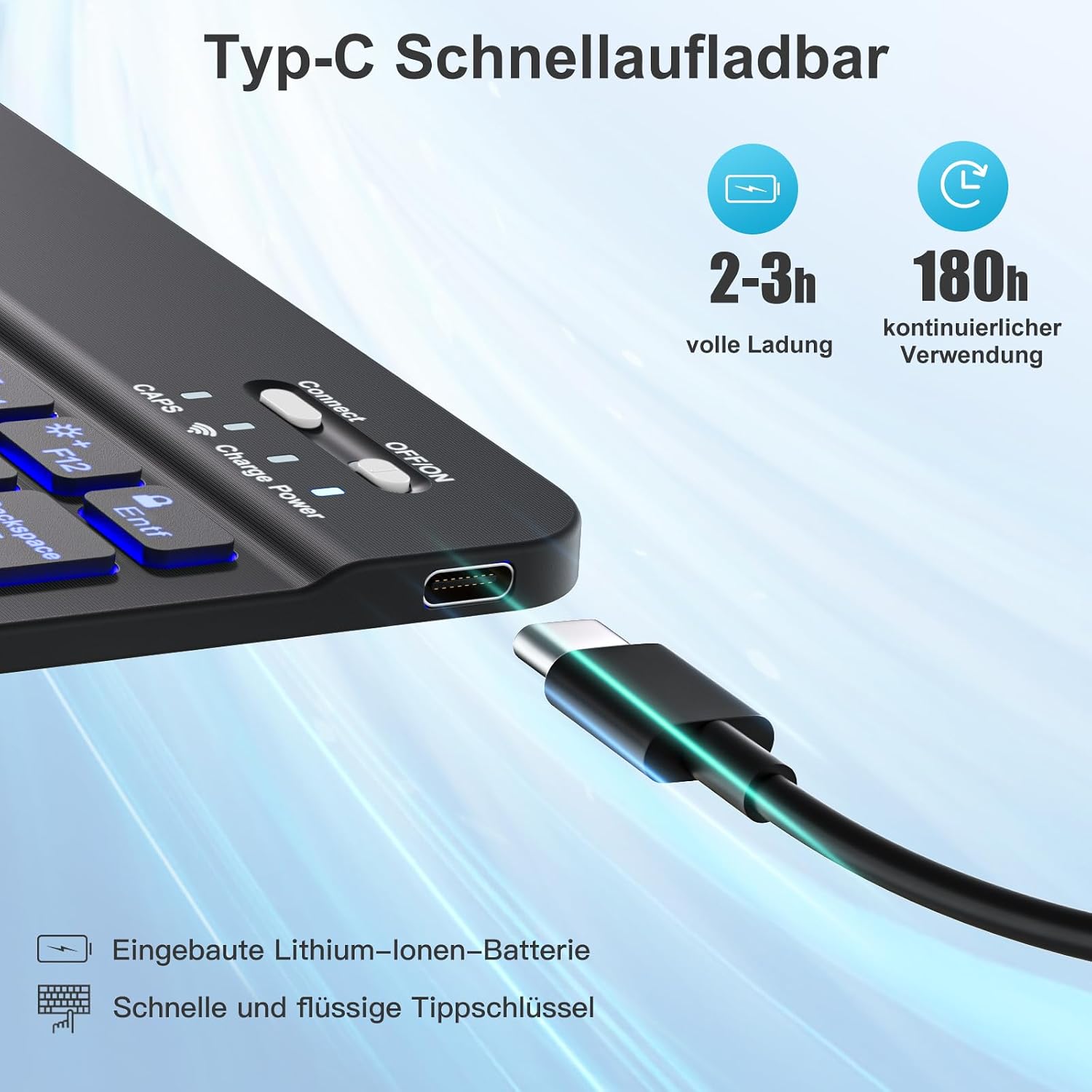 Thumbnail 2 de Vobafe Hülle mit Tastatur für iPad Air 11 Zoll M4/M3/M2 – Beleuchtete Tastatur, abnehmbar, Stifthalter