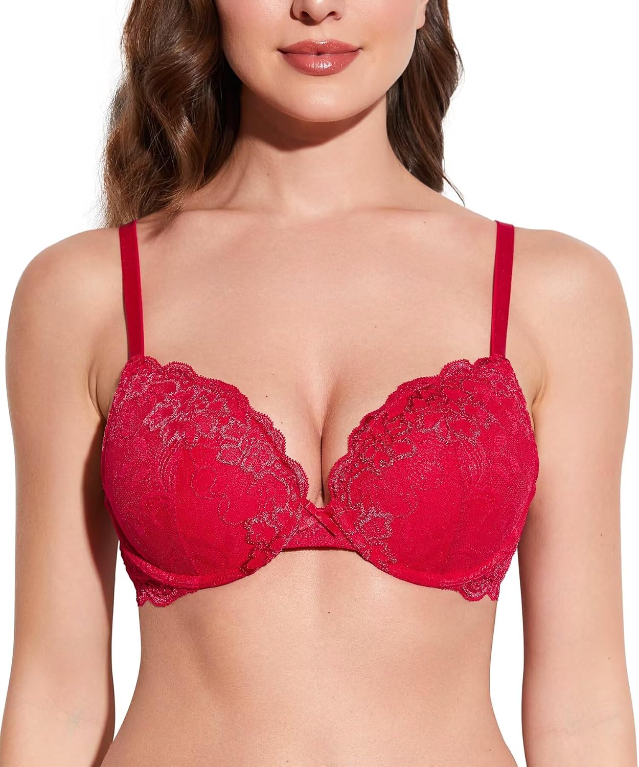 Detalle de Deyllo Women’s Push Up Lace Bra with Comfort Padding and Underwire Lift