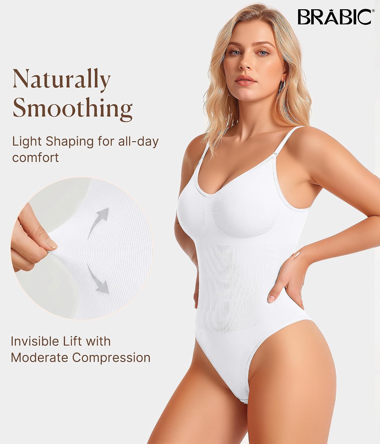 Detalle de BRABIC Women's Shapewear Bodysuit White