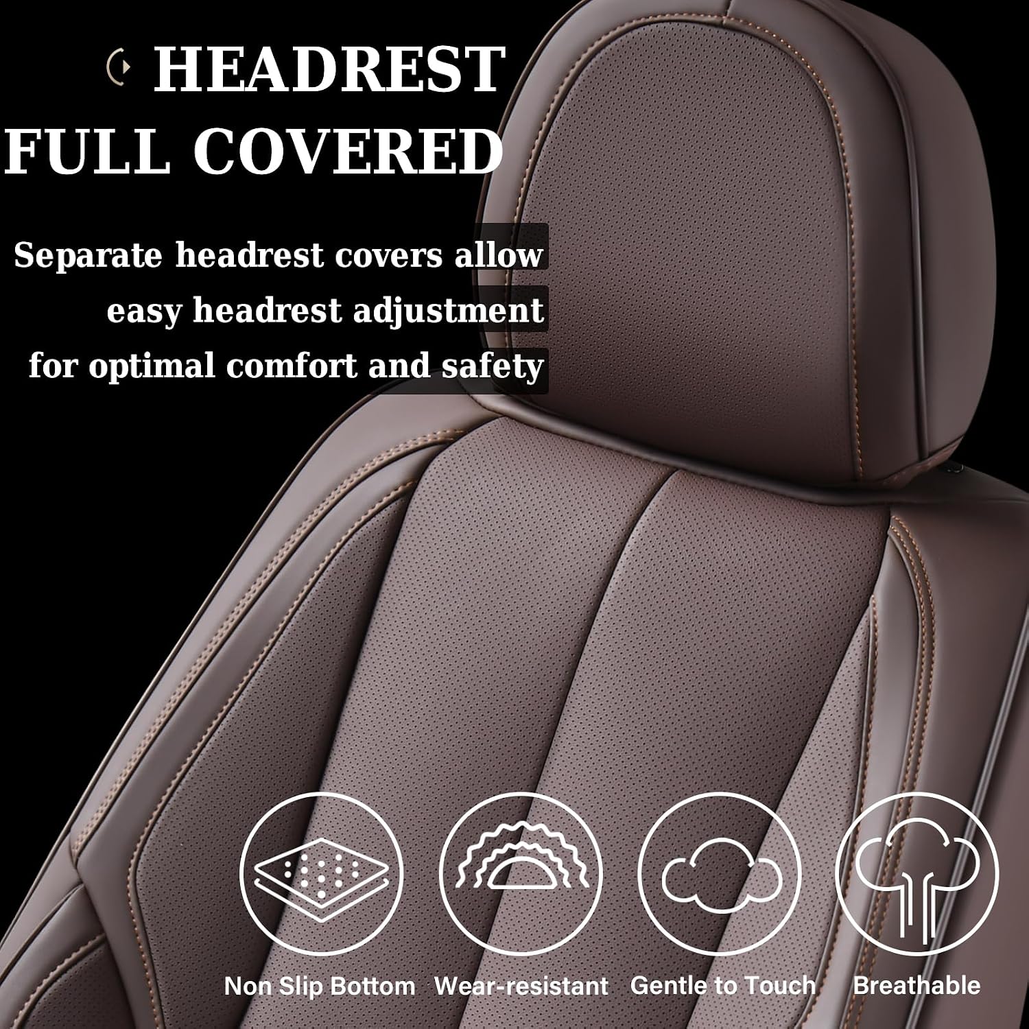 Thumbnail 4 de Coverado Car Seat Covers Full Set: Nappa Leather, Waterproof, Universal Fit