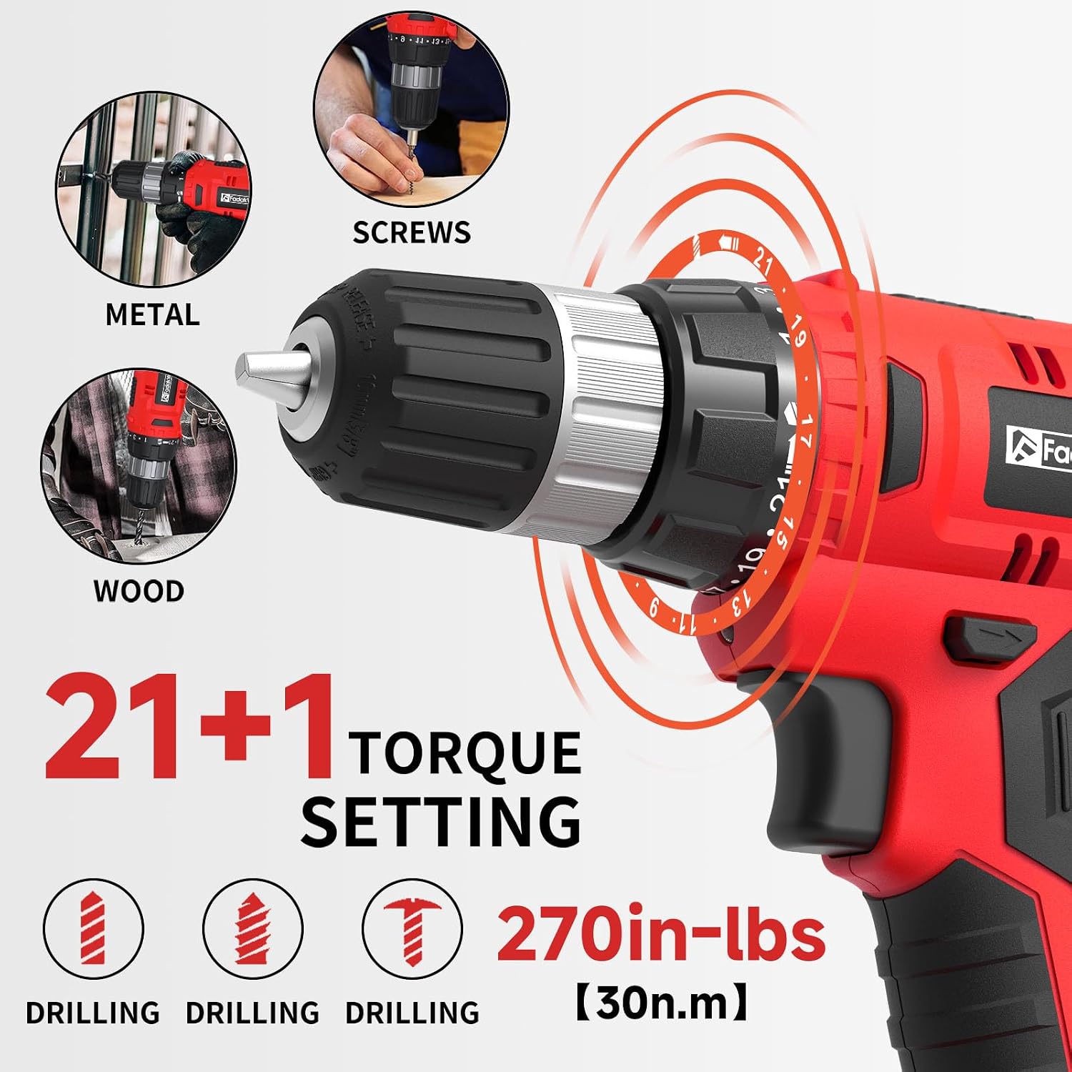 Detalle 2 de FADAKWALT Cordless Drill, 1.5 Ah Battery