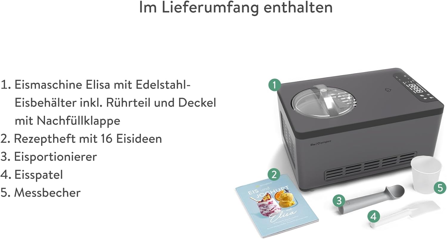 Thumbnail 6 de SPRINGLANE Elisa 2,0 L: 2-in-1 Eismaschine & Joghurtbereiter mit selbstkühlendem Kompressor und Heizfunktion