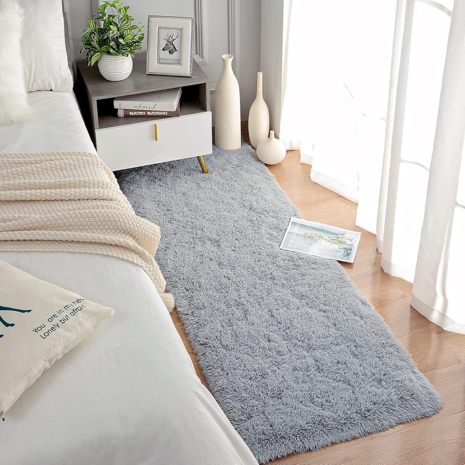 Thumbnail 6 de Chicrug Soft Runner Rug 2x6 Feet, Grey