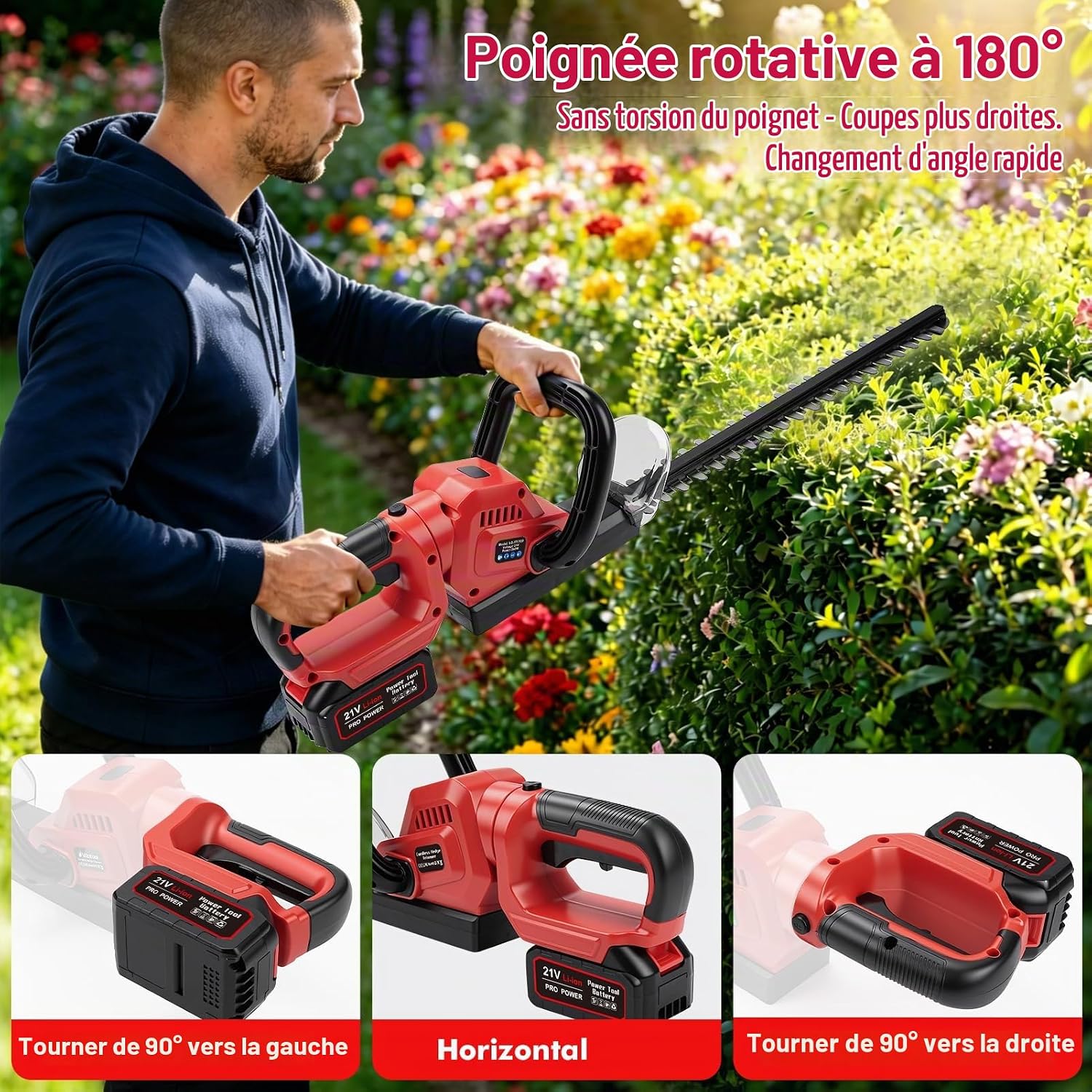 Detalle 2 de Victool 2-Trimmer accu-heggenschaar 21 V, 56 cm, SK5-dubbelmes