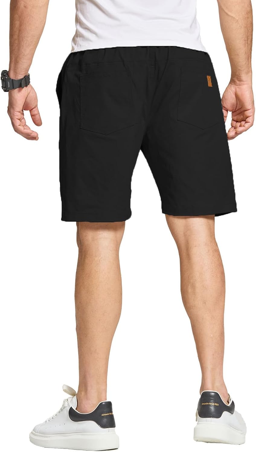 Detalle 2 de JustSun Men's Summer Shorts: Cotton Chino with Elastic Waist Pockets