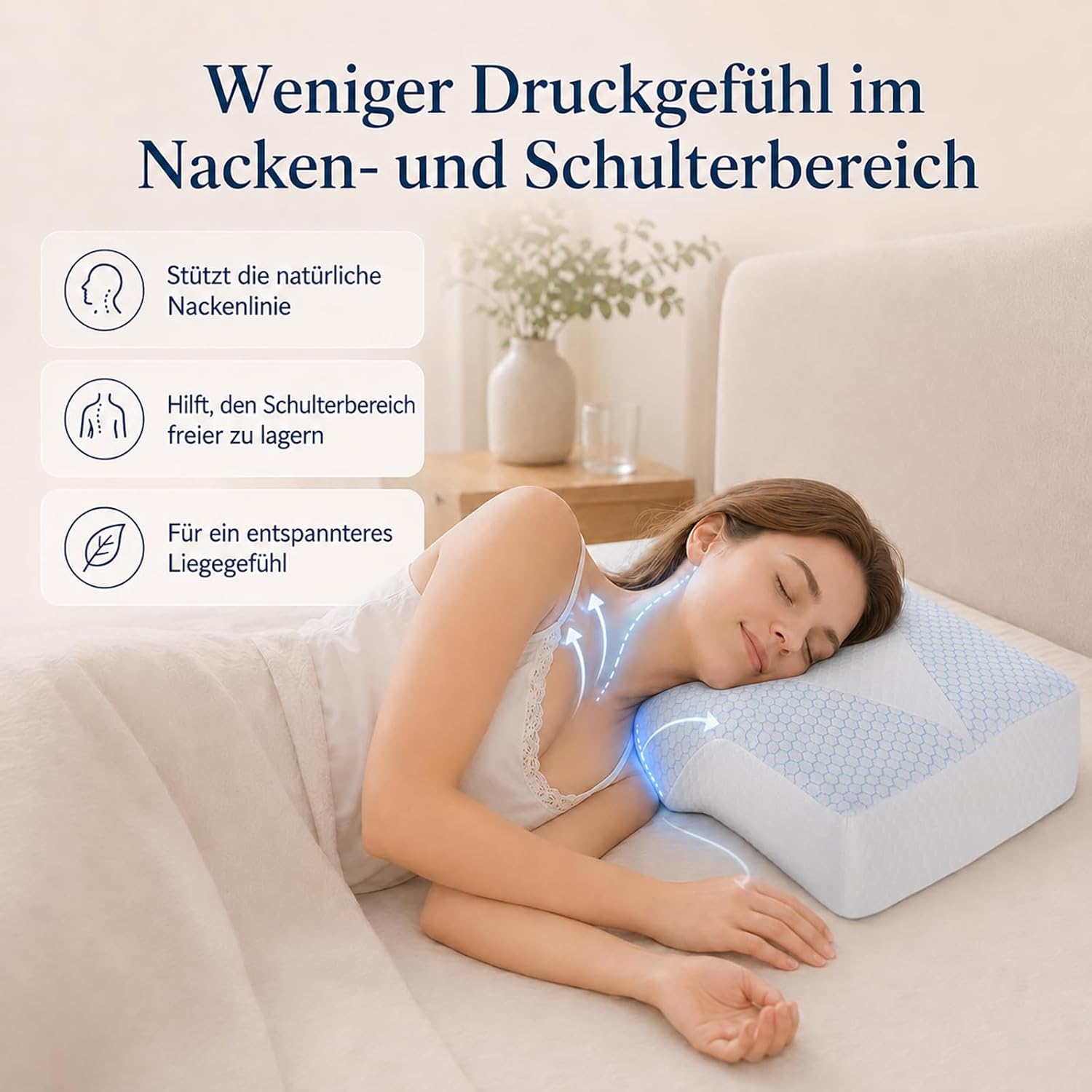 Detalle de Hypuno Orthopädisches Memory Foam Kopfkissen 2 Höhen