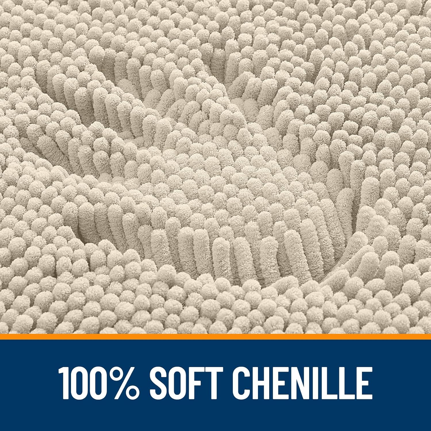 Detalle de OLANLY Large 70" x 46" Chenille Bath Rug, Sand, TPR Backing