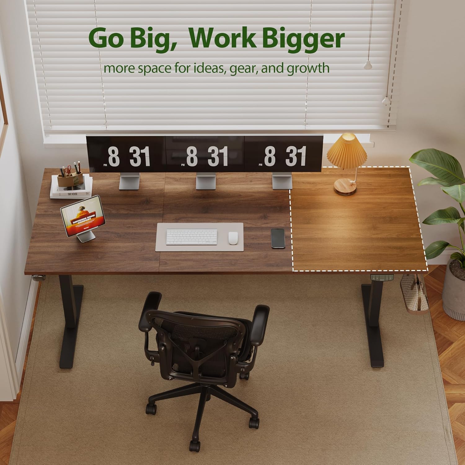 Thumbnail 3 de Agilestic Electric Standing Desk (71 x 24 in) with Height Memory Presets, Dark Walnut