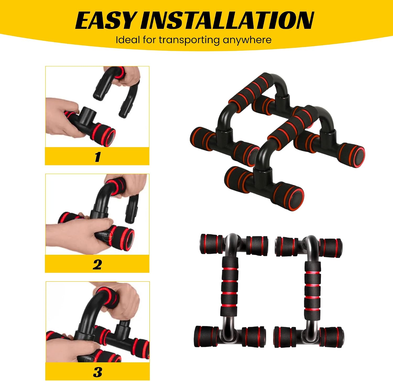 Detalle de Barre Parallele per Flessioni: maniglie antiscivolo per allenamenti di fitness, yoga e CrossFit