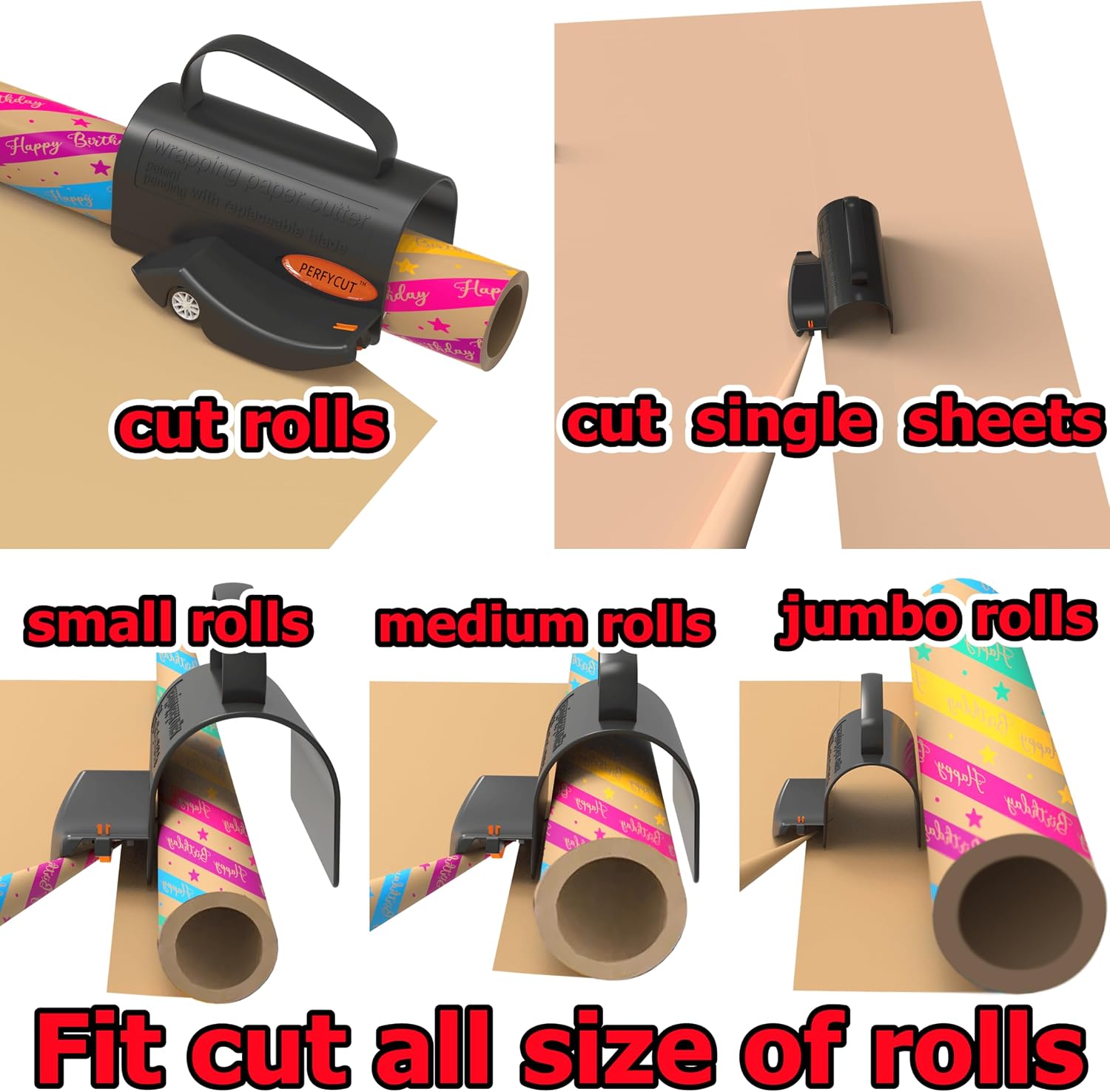 Detalle de perfycut PFC-868 Wrapping Paper Cutter with Retractable Blade and 3 Replacements