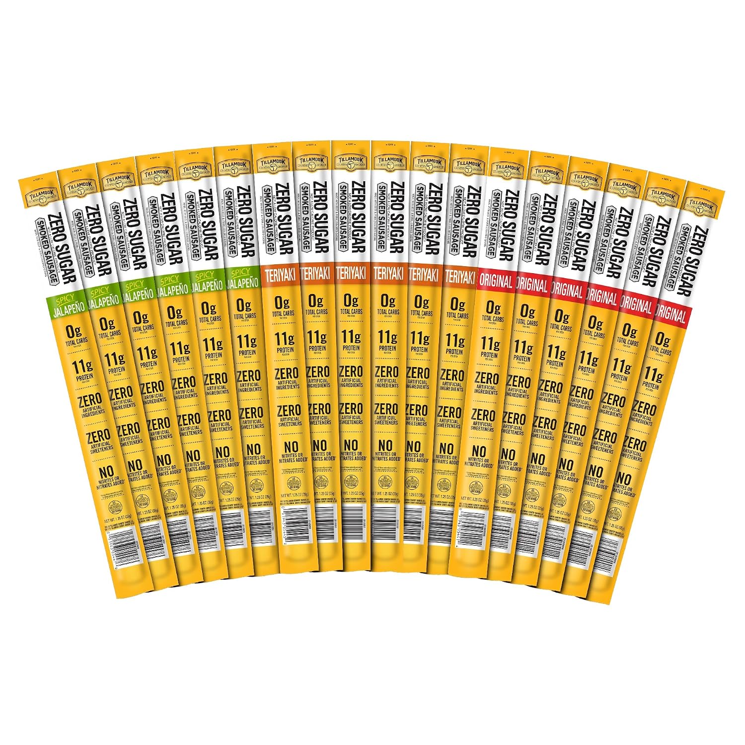 Detalle de Tillamook Country Smoker Zero Sugar Beef & Pork Sticks, 18 Ct, 3 Flavors