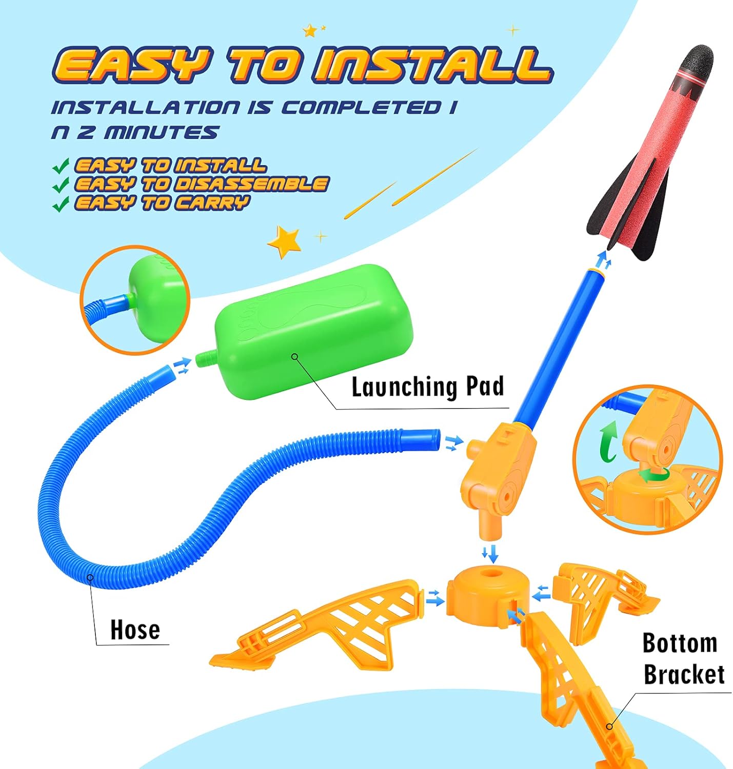 Thumbnail 4 de HappyKidsClub Raketen Spielzeug 30 m Reichweite